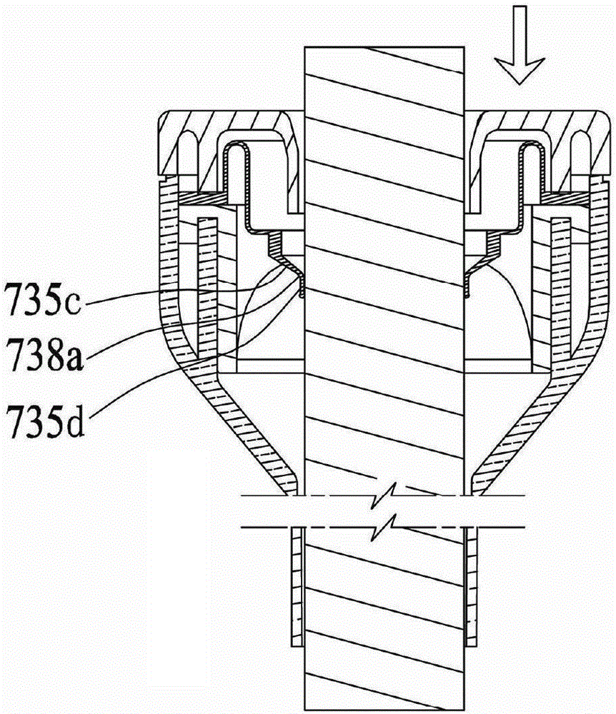 Puncture outfit sealing system capable of being turned inwards wholly