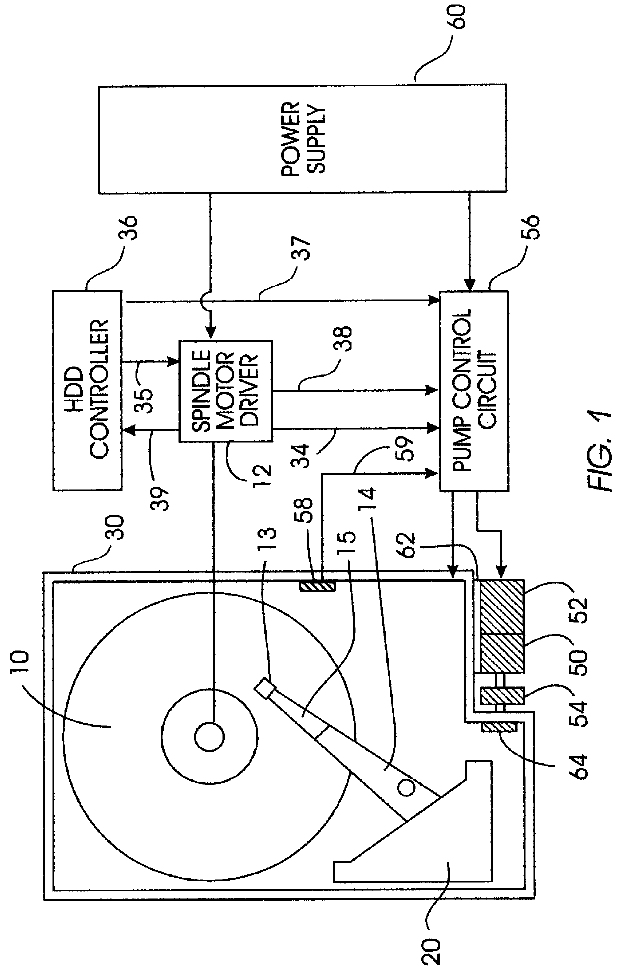 Disk drive with controlled reduced internal pressure