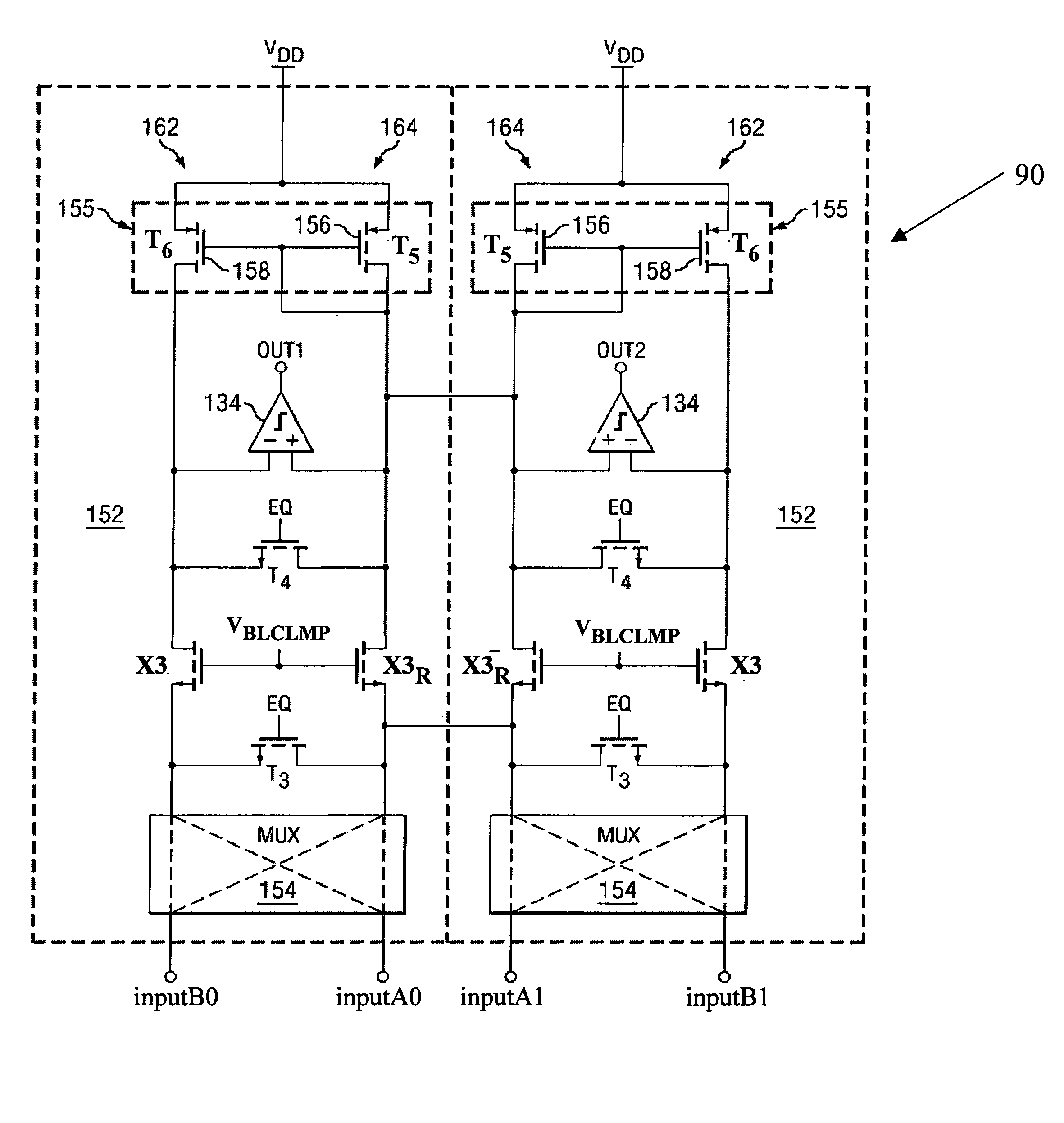 Sense amplifier bitline boost circuit