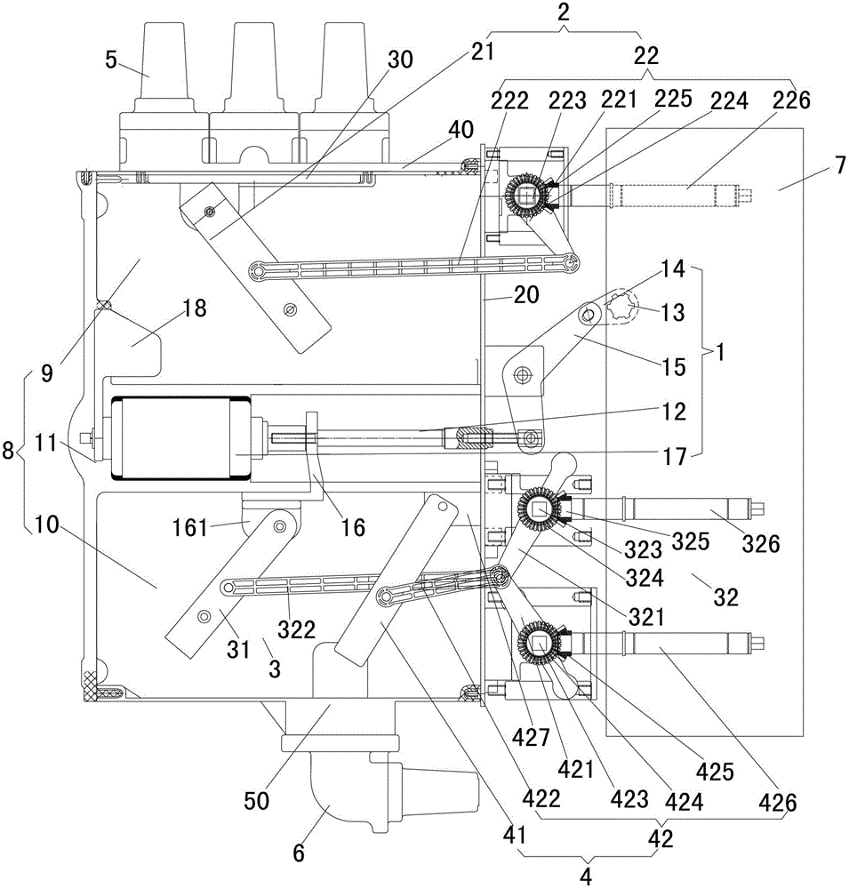 High-capacity upper and lower isolated solid switch cabinet