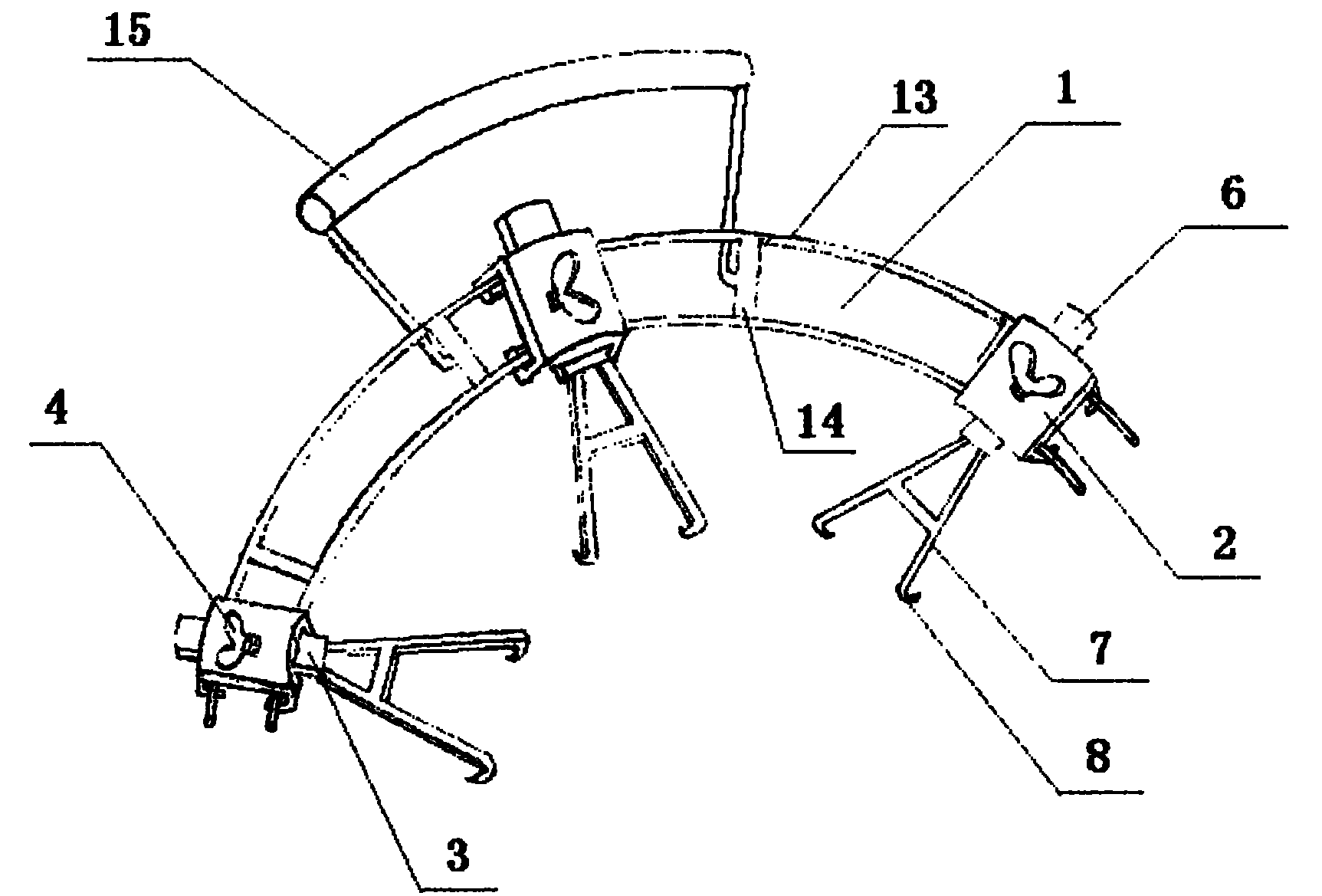 Breast skin flap arc draw hook with movable hook harrow