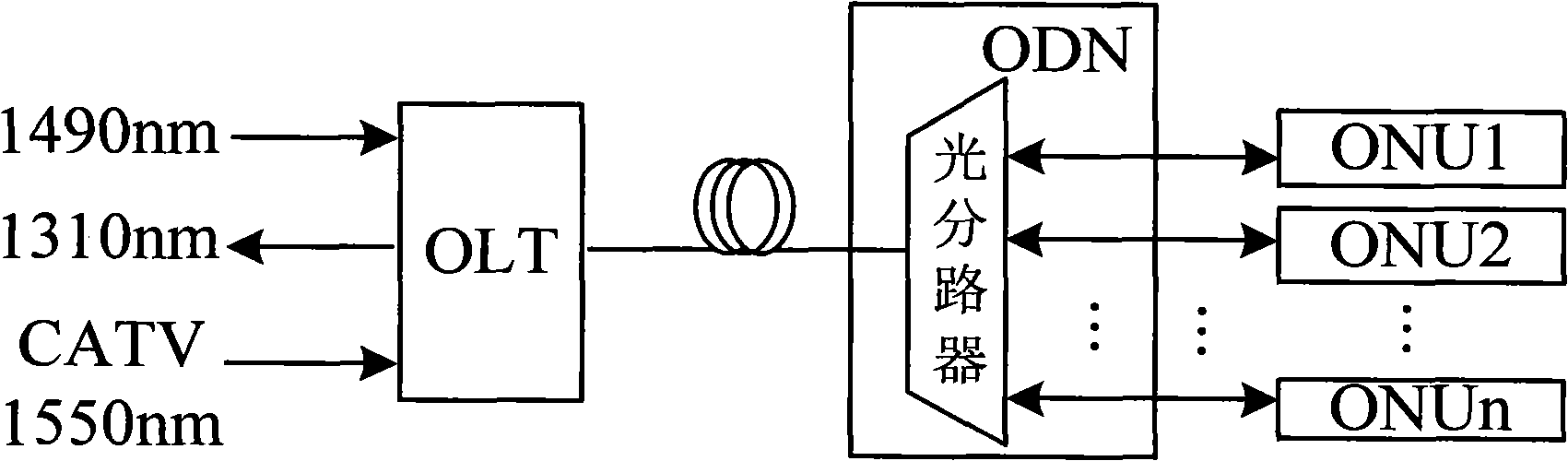 PON system mixing TDMA and WDM having function of local area network