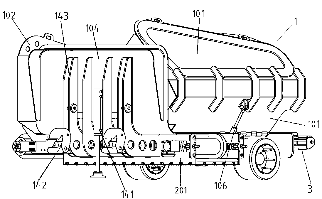 Hopper assembly for engineering vehicle