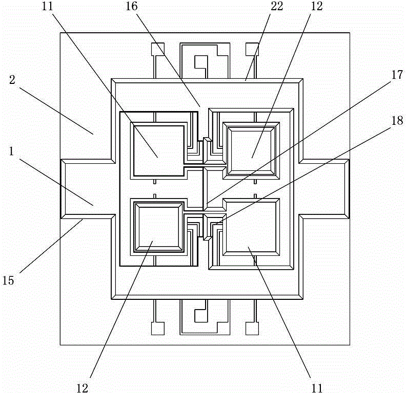 Single-piece double-shaft butterfly wing type micromechanical accelerometer