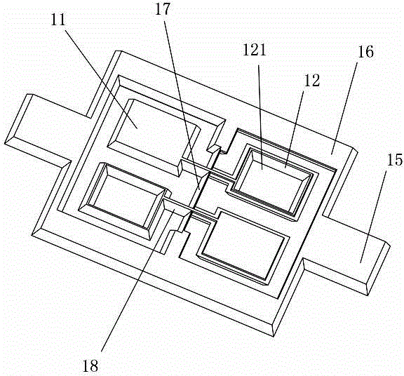 Single-piece double-shaft butterfly wing type micromechanical accelerometer