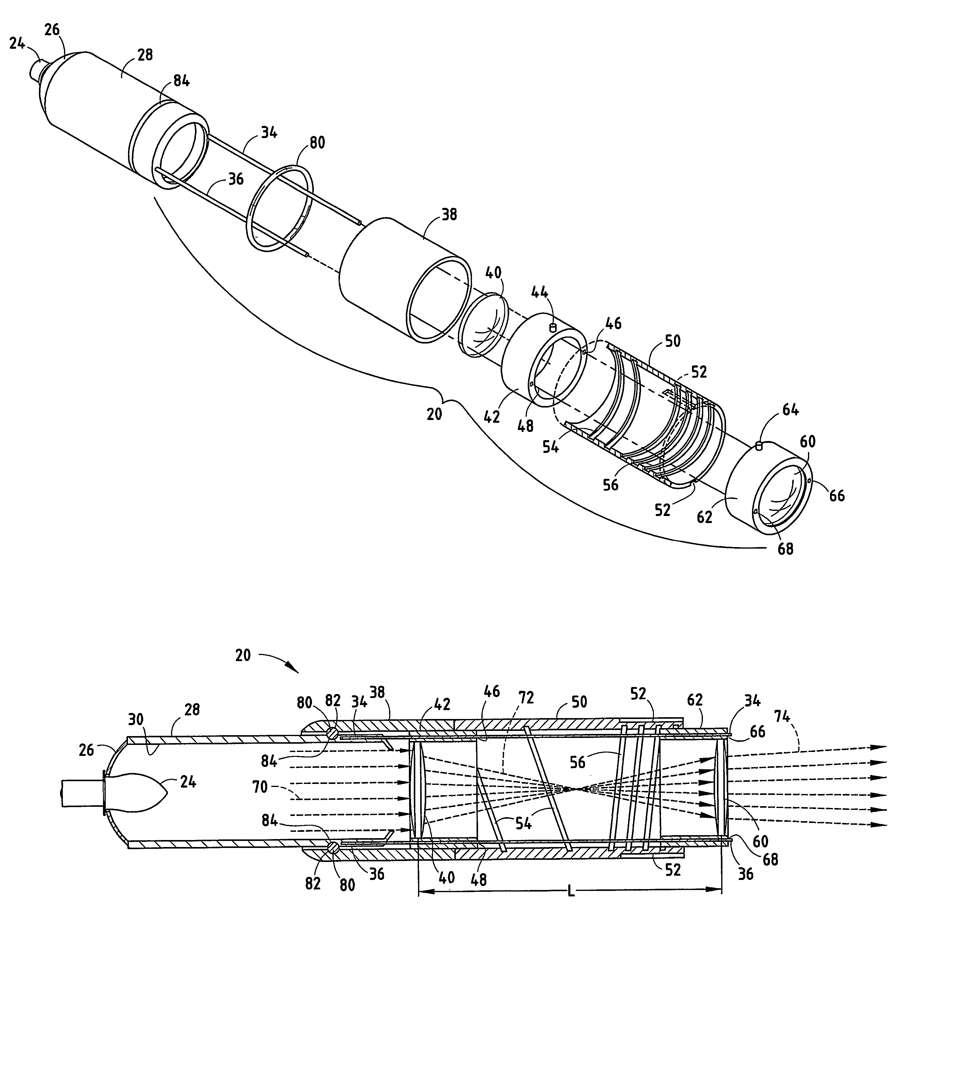 Lighting device with adjustable spotlight beam