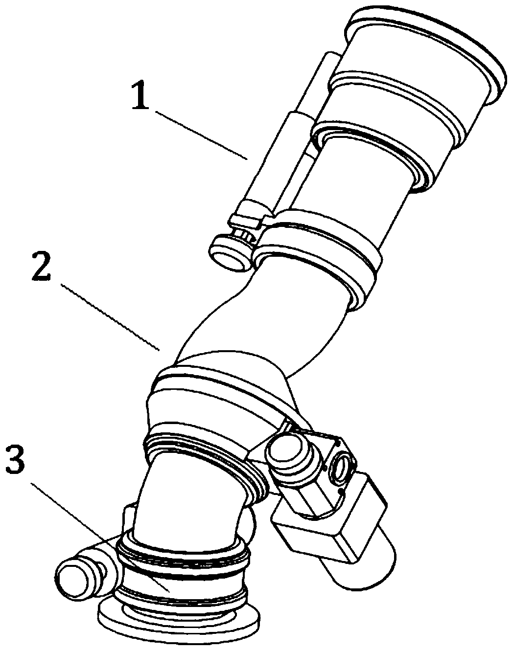 Large pitch angle compact long-range fire water monitor