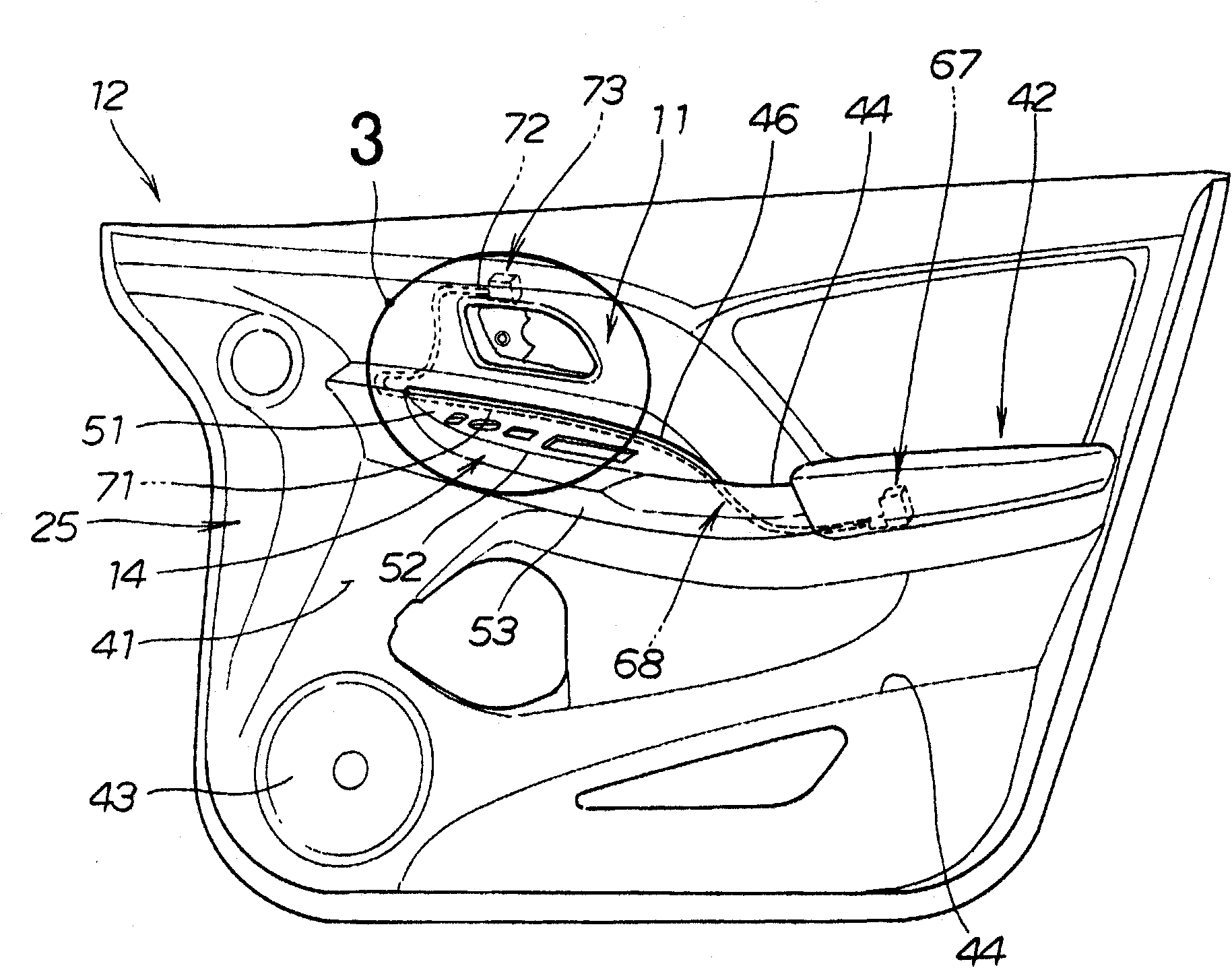 Lighting device and door lining using same