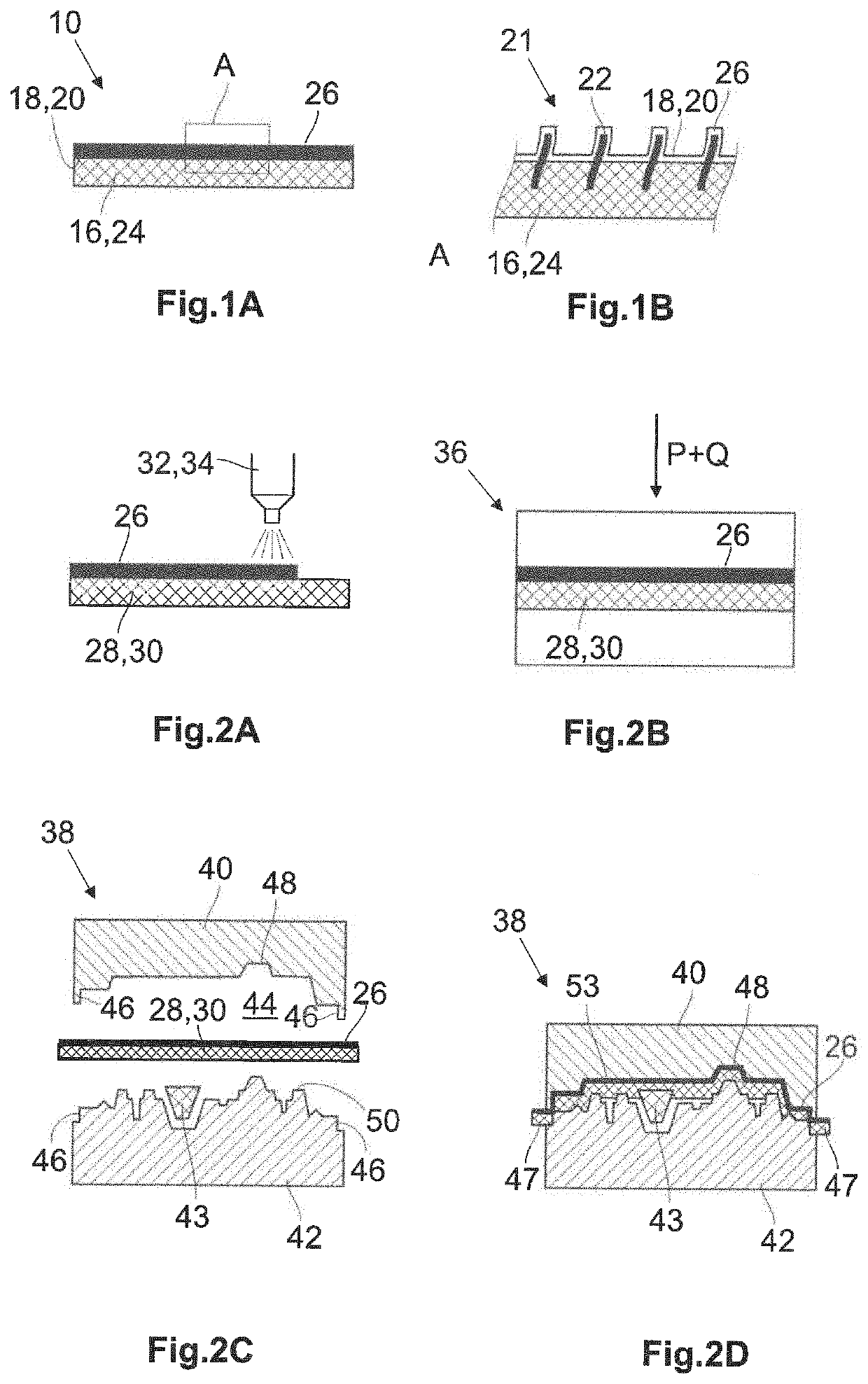 Trim component for covering an interior space of a means for transporting passengers as well as method for producing such a trim component