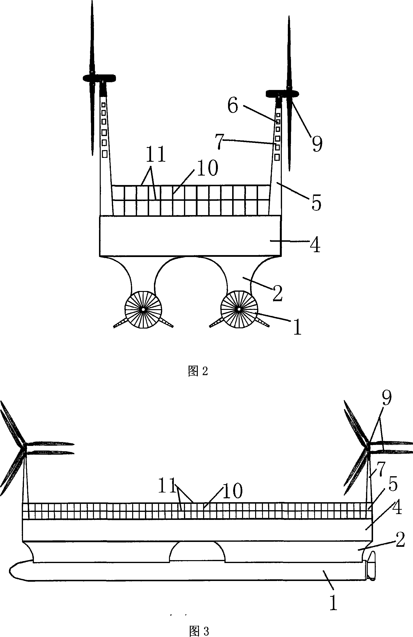 Semisubmersible pneumatic multifunctional water pumping device