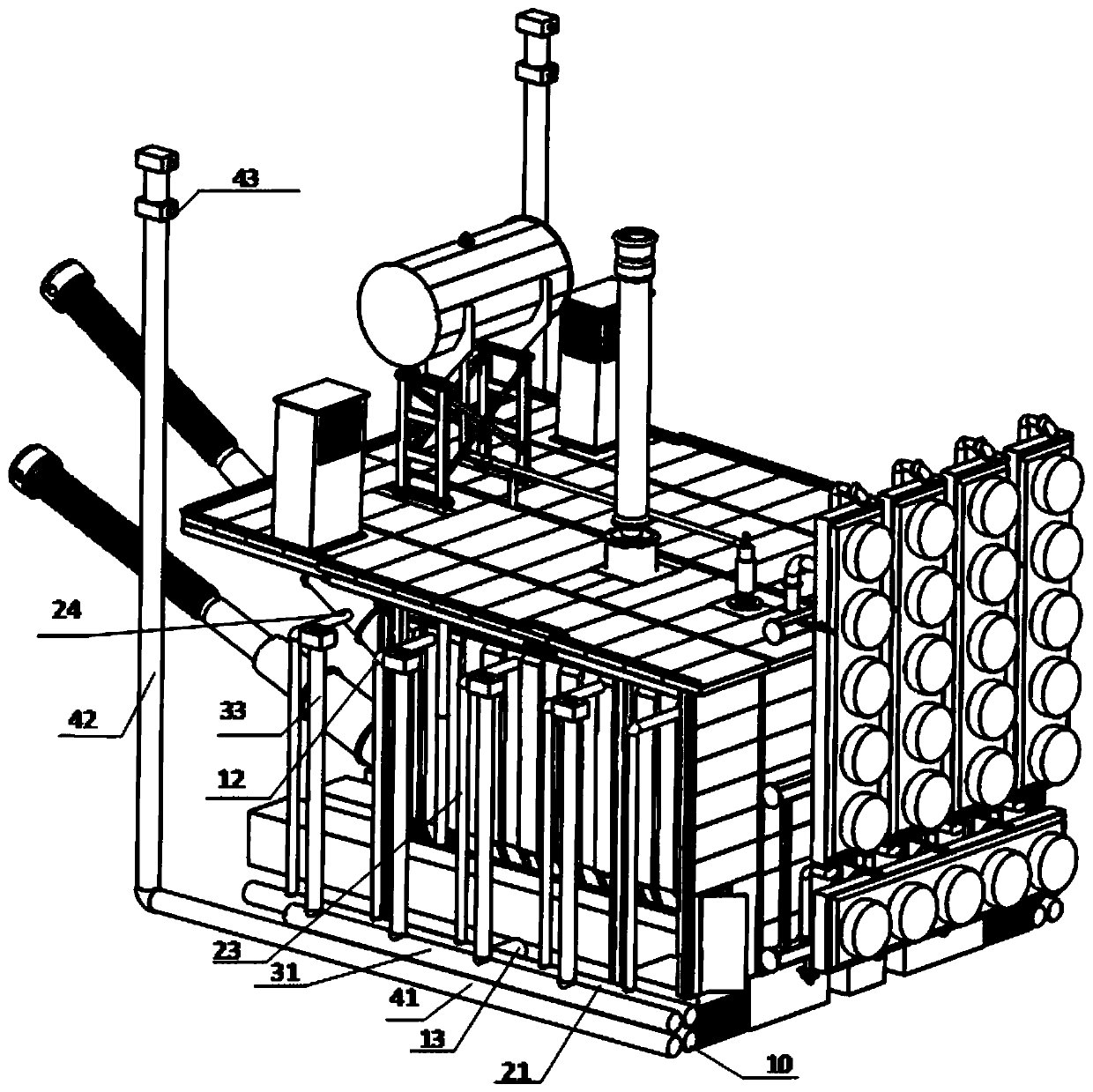 Box-in device with both sound insulation module and fire-fighting module