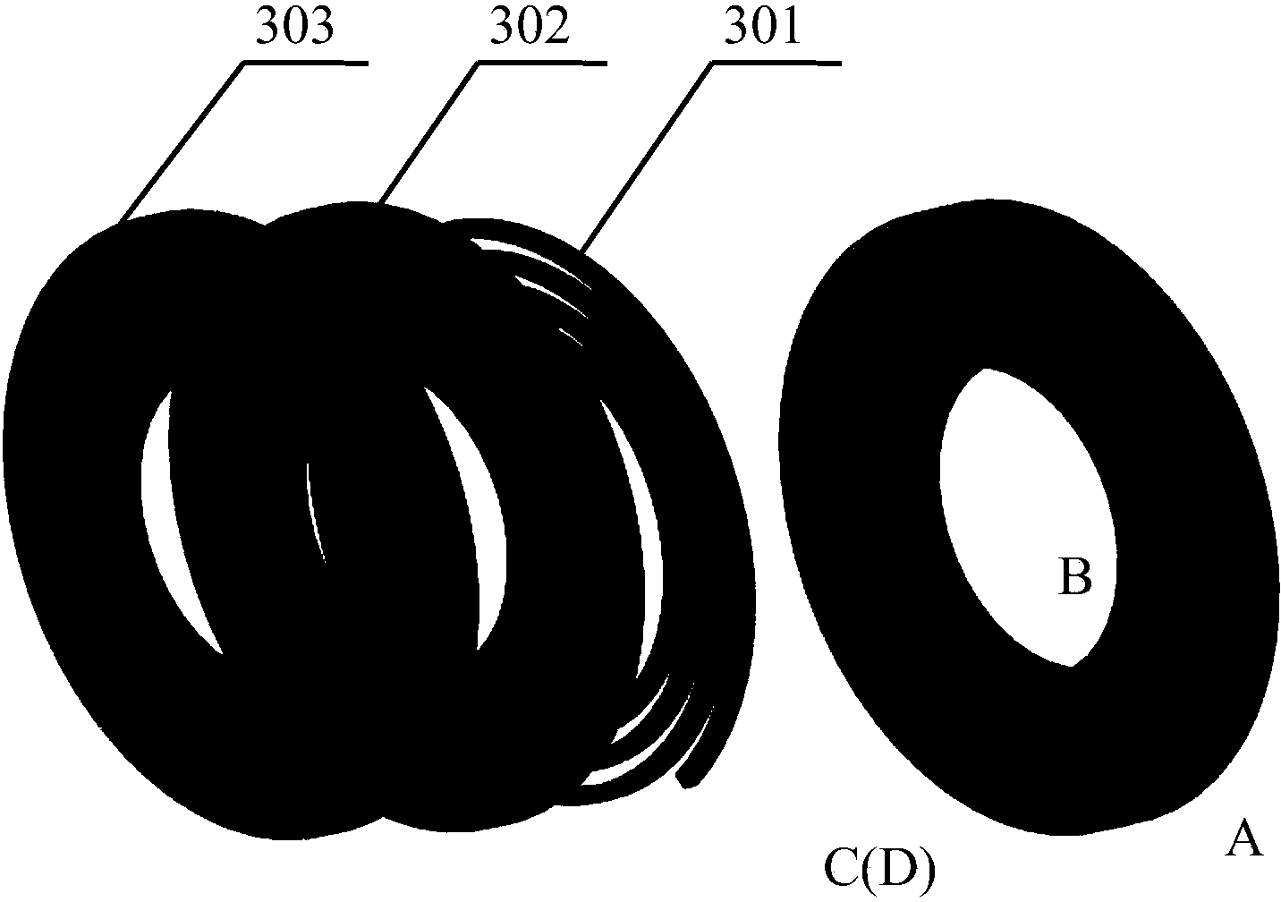 Whole-plane EMI filter integrated structure composed of round-plane PCB coupling inductors