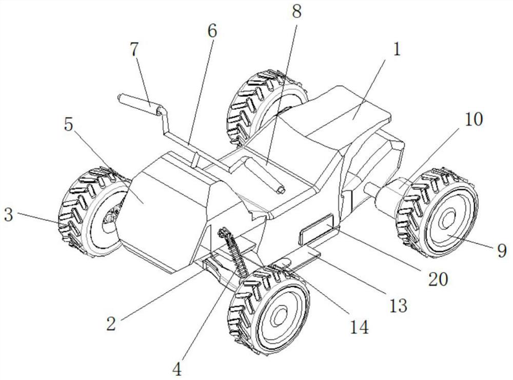 Anti-overturn electric baby carriage with abs structure