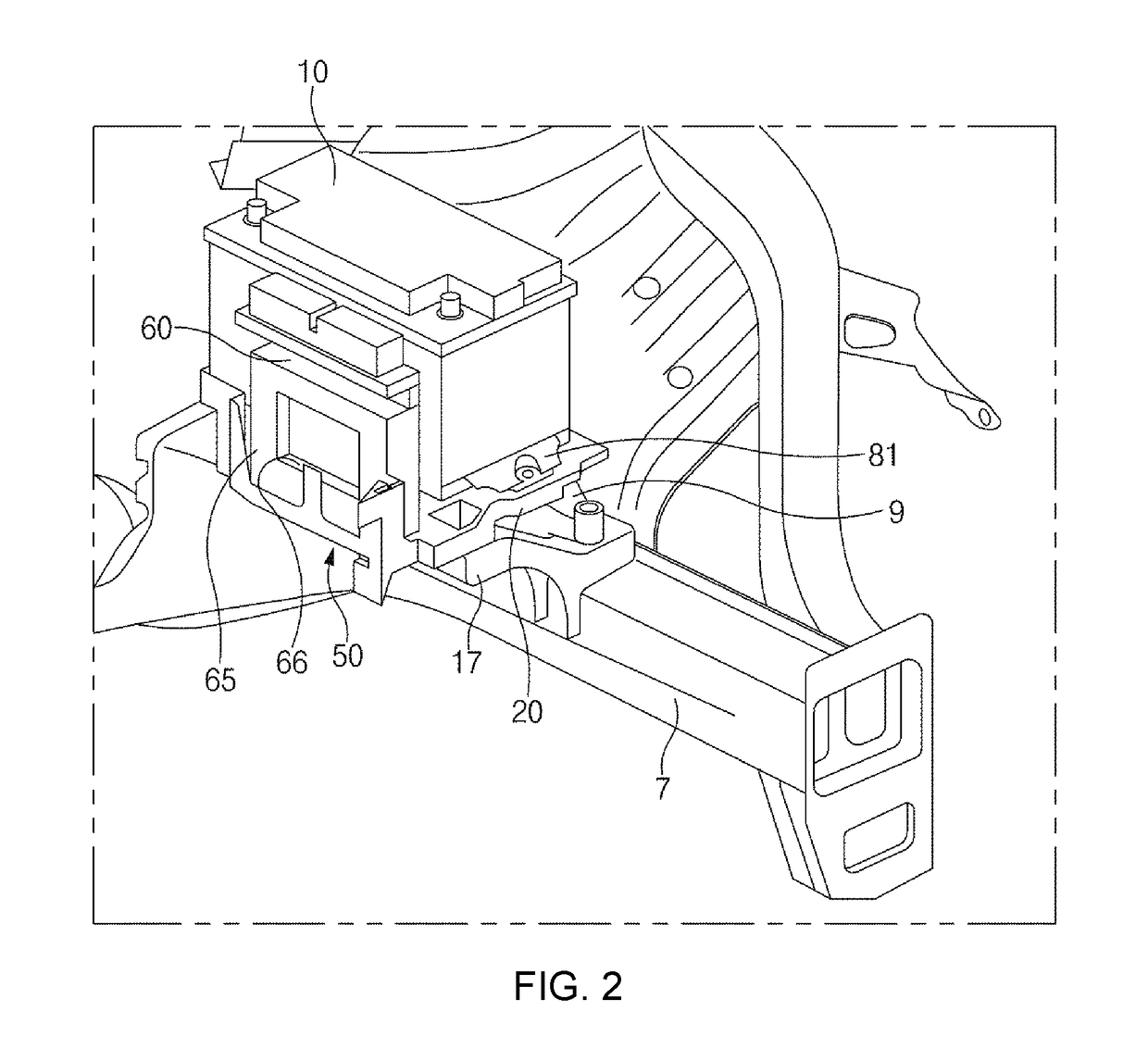 Automotive battery mounting structure