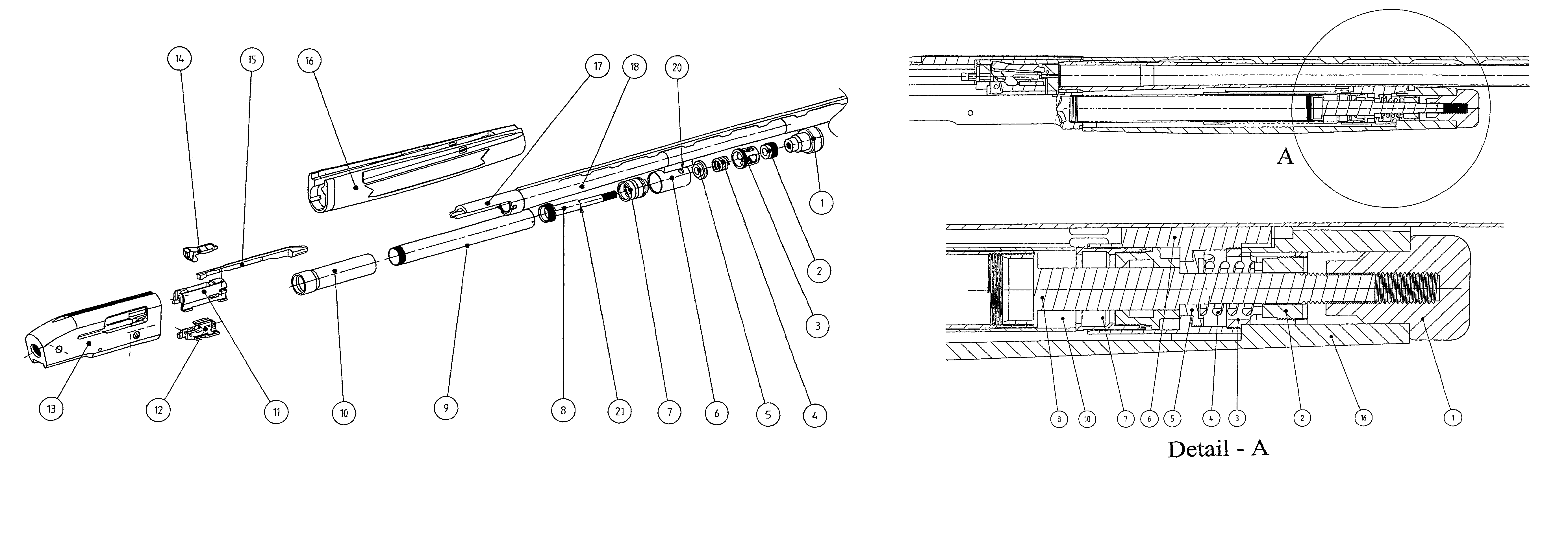 Operating system in the semi-automatic firearms