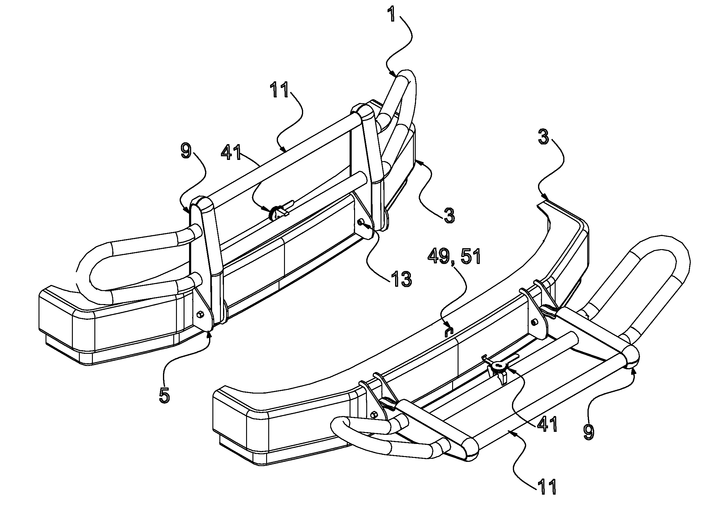 Forward folding vehicle grill guard