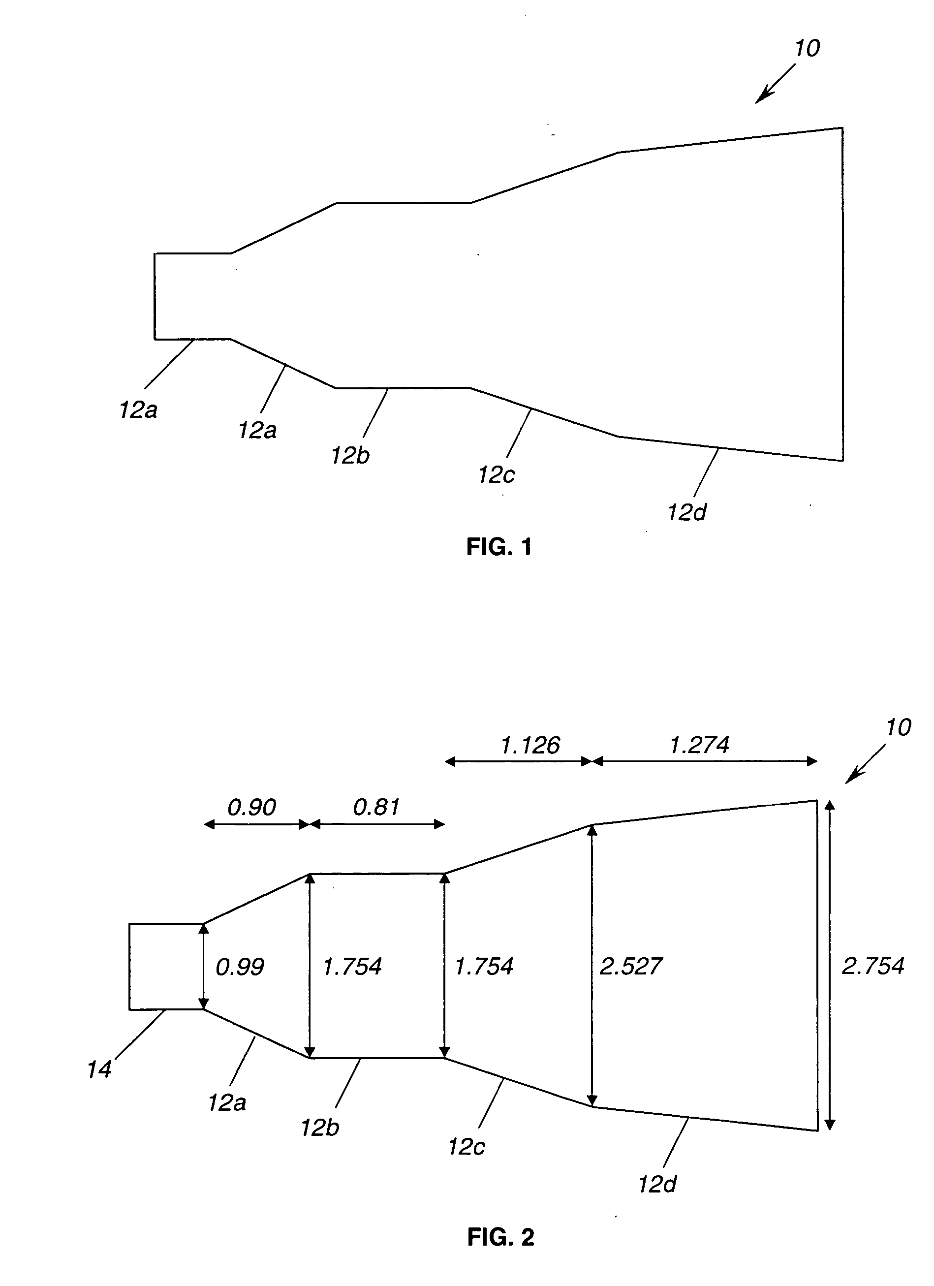 Multiple flared antenna horn with enhanced aperture efficiency