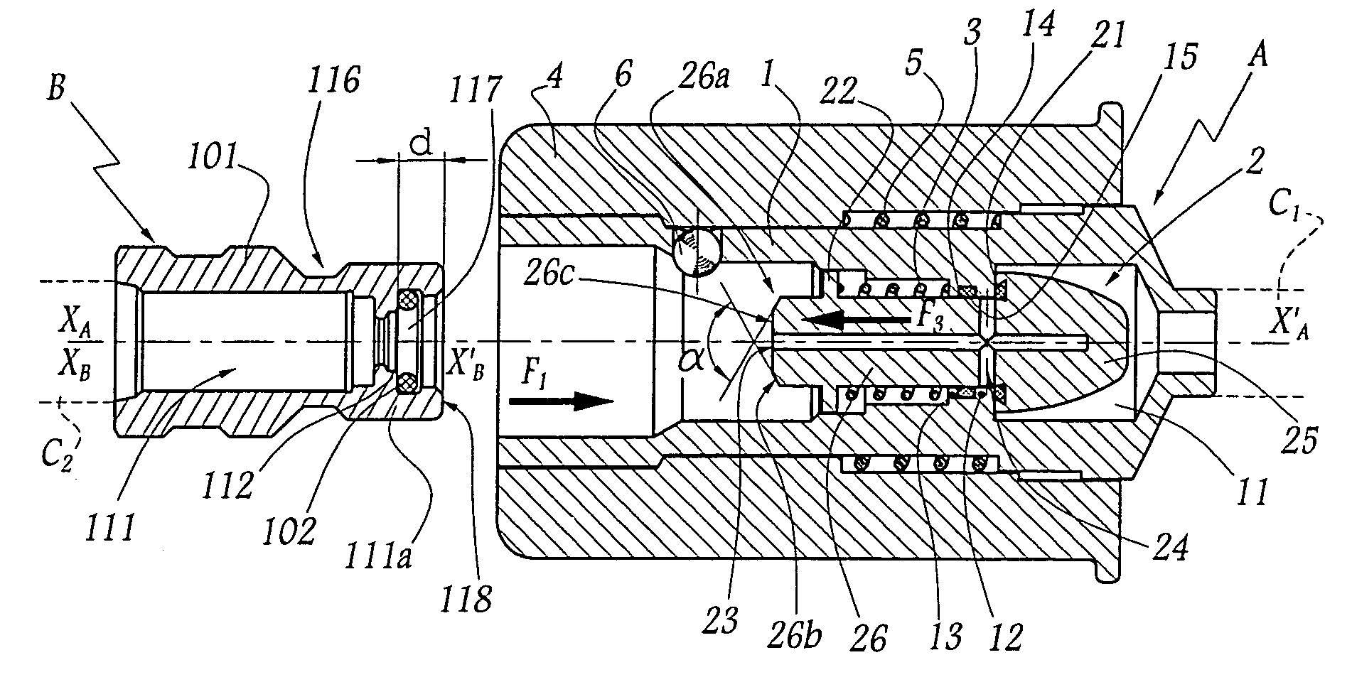 Female connection element, quick connection and filling installation comprising such a female element