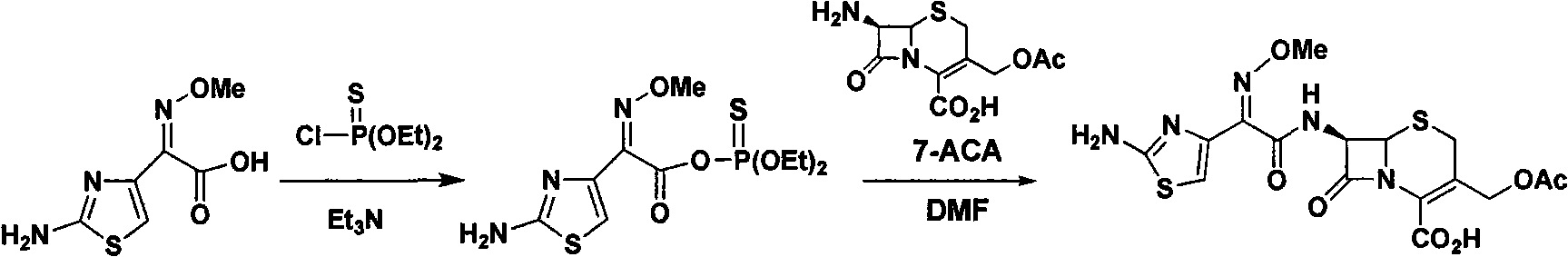 Green synthetic method for cefotaxime acid