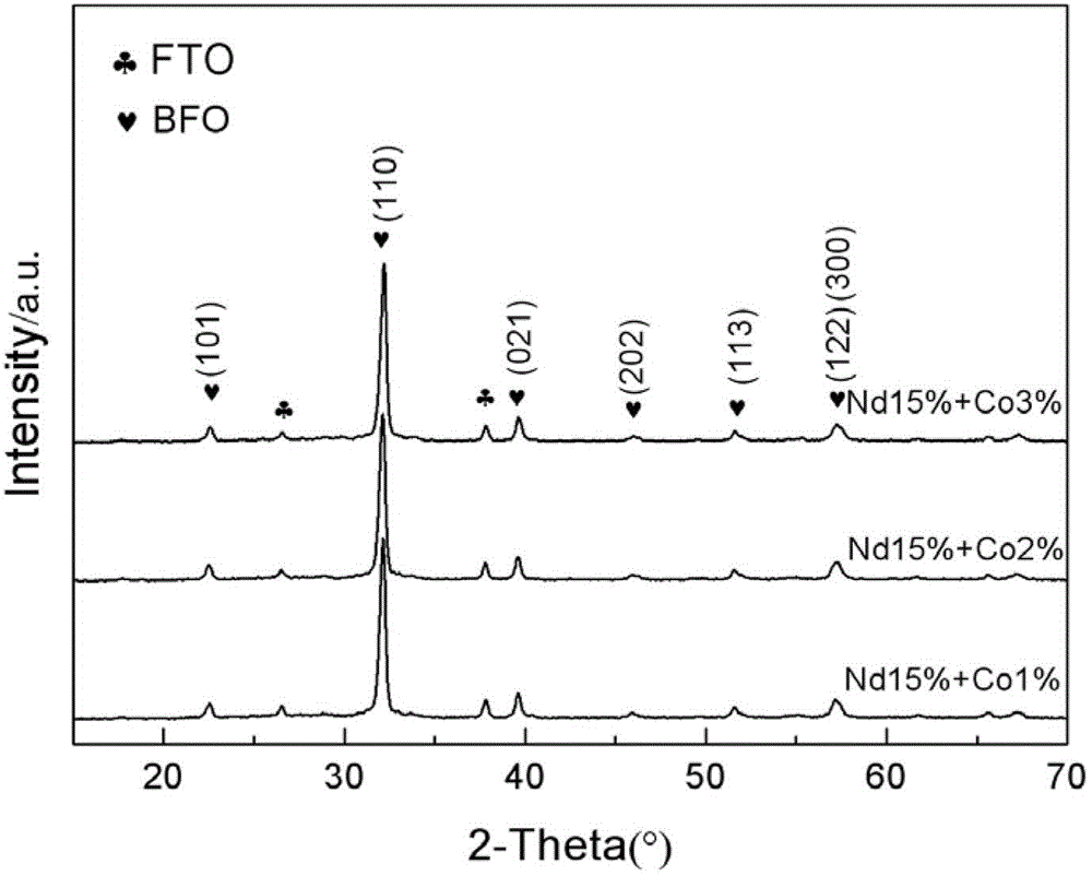 Method for preparing high-remanent-polarization BiFeO3 film with preferentially growing (110) crystal face by sol-gel process