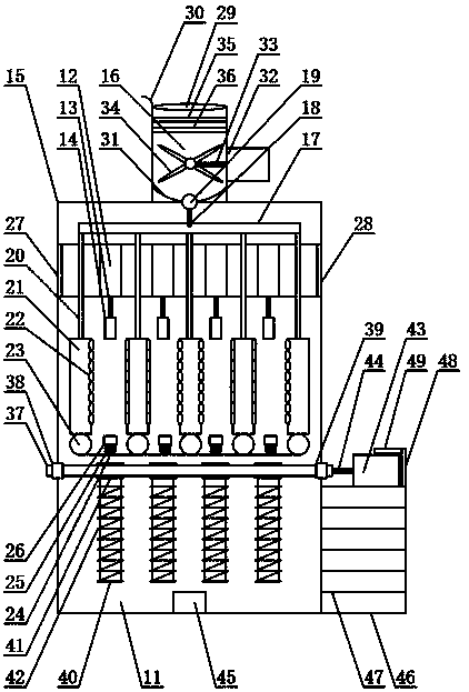 Strip-shaped side pull gauge hot-drying film forming device of printing machine