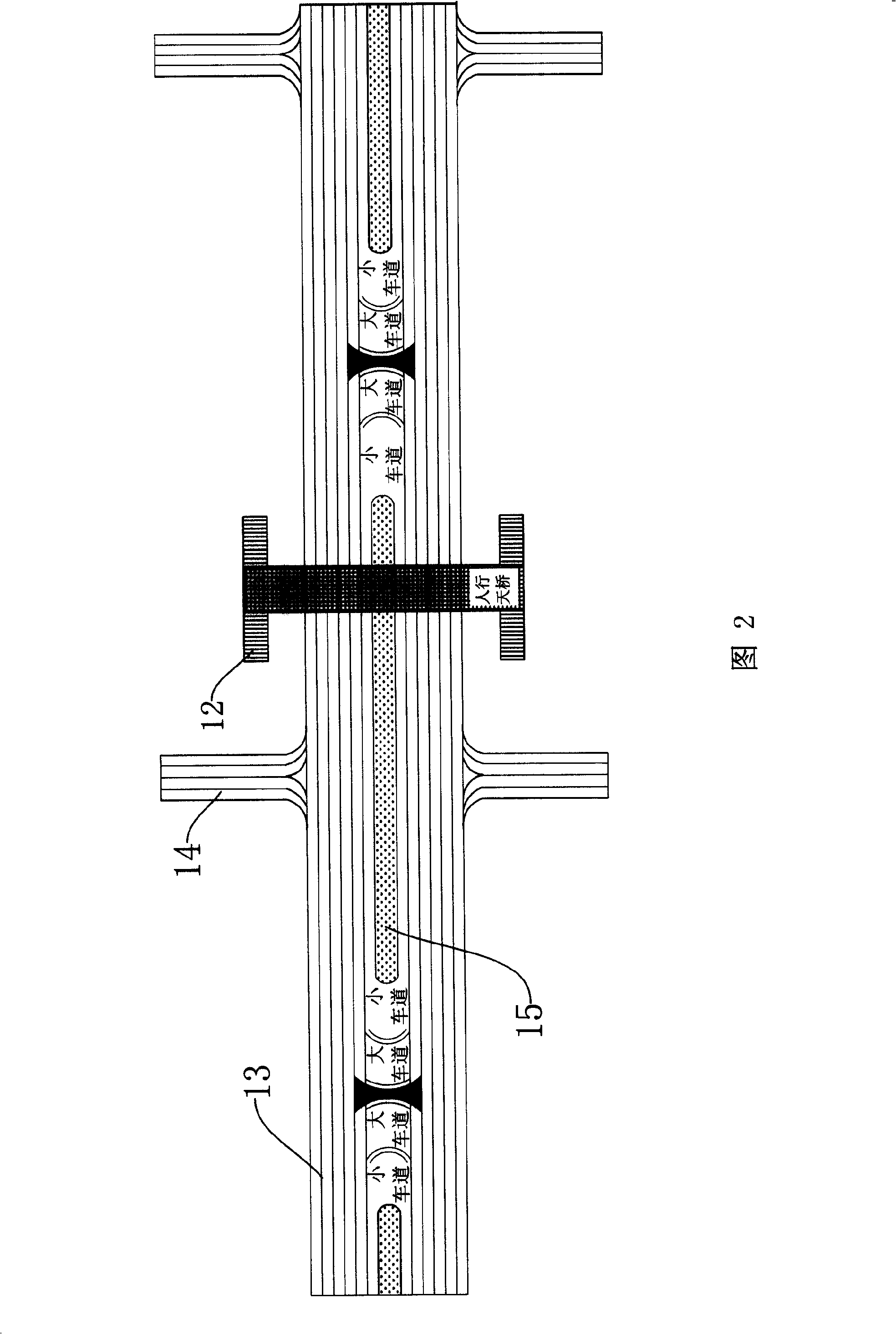 Crossing without traffic lights and structure of special road for vehicle turning around