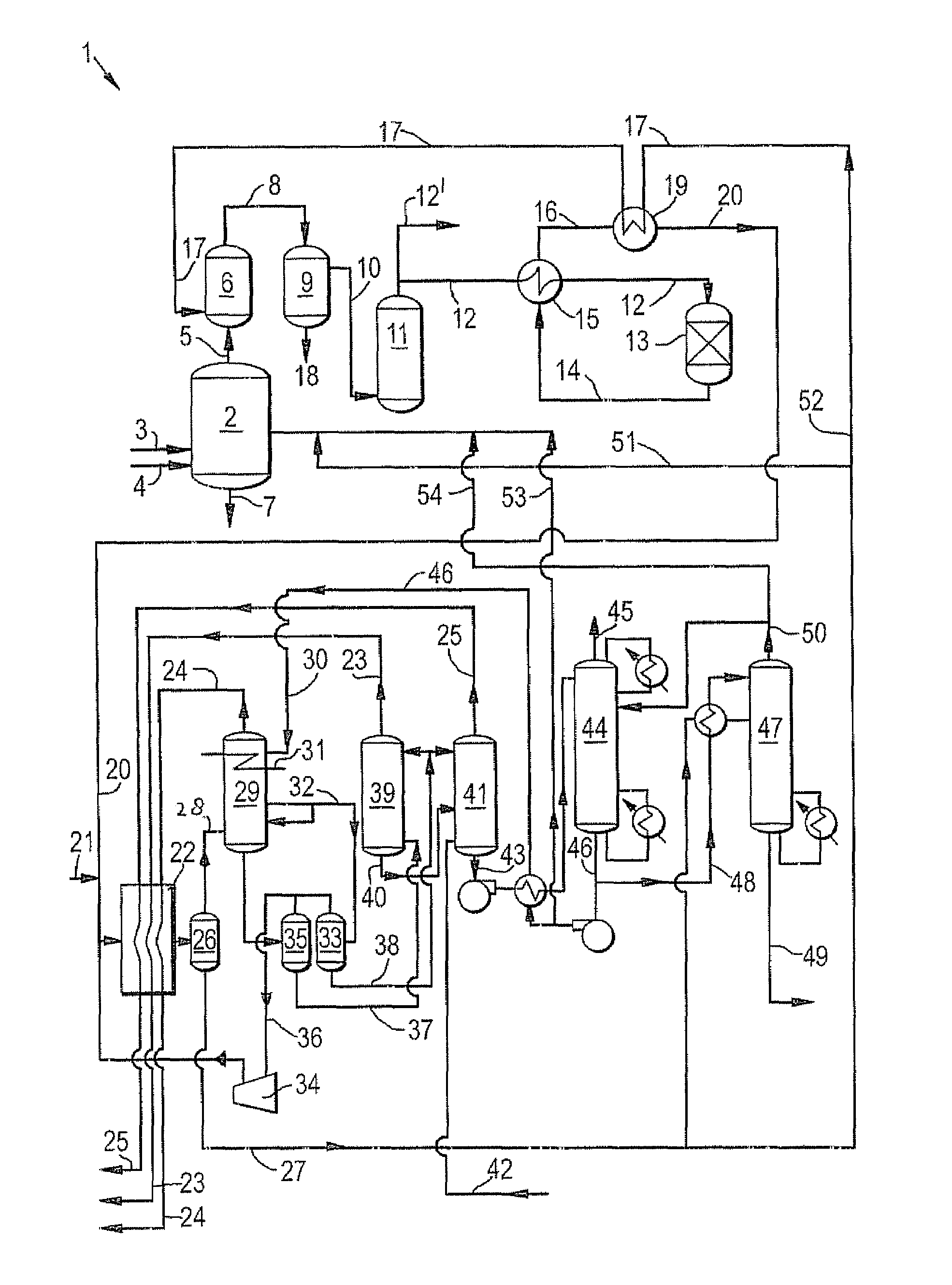 Process for producing a purified synthesis gas stream