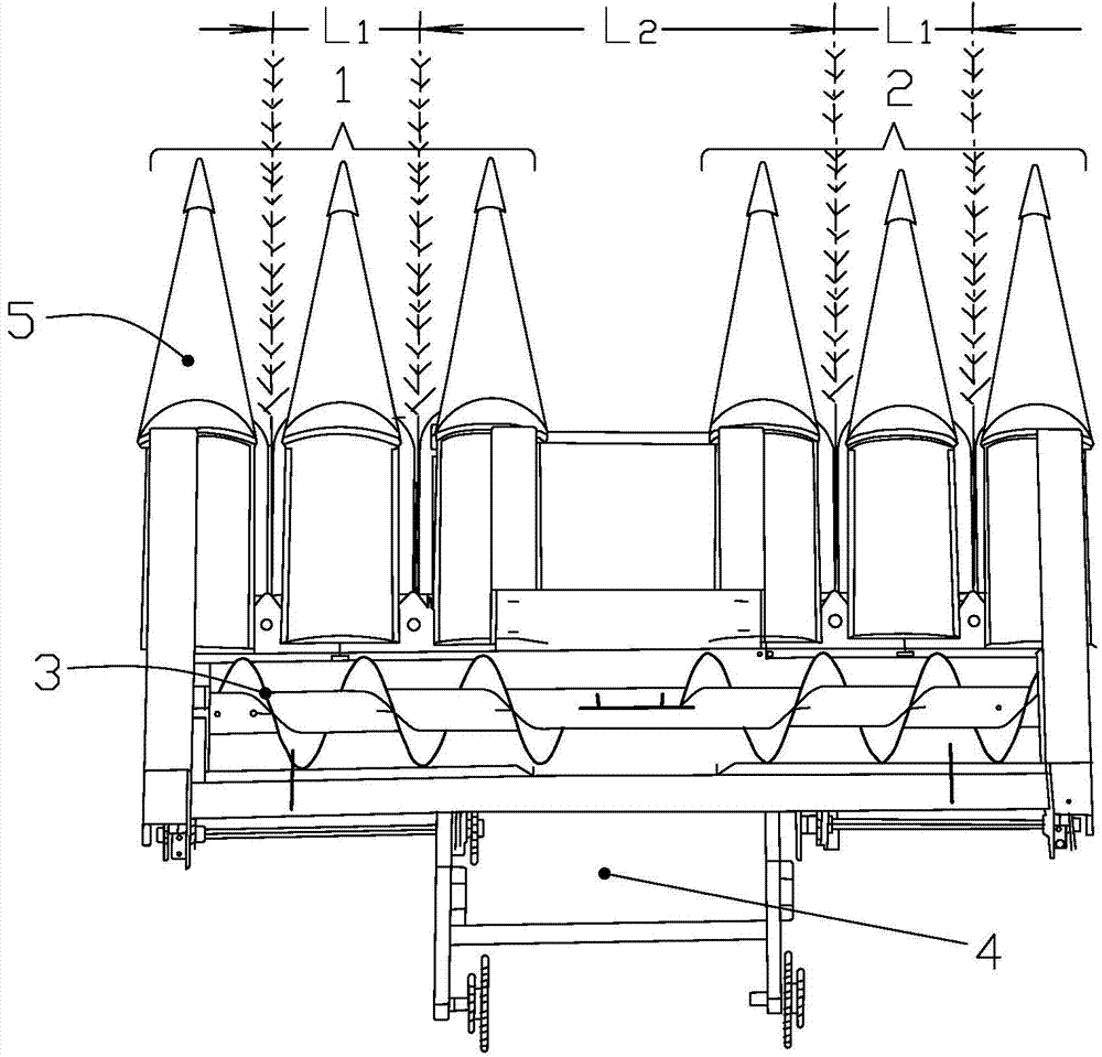 Adjustable double-row maize harvesting machine header