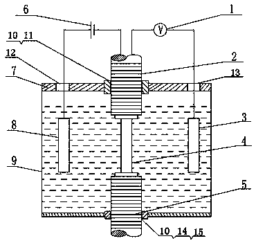 Slow tensile testing device for R6 grade mooring chain under cathodic protection