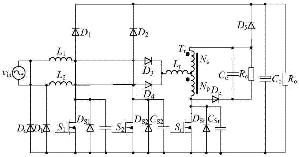 Zero-voltage transmission half bridgeless power factor correction converter