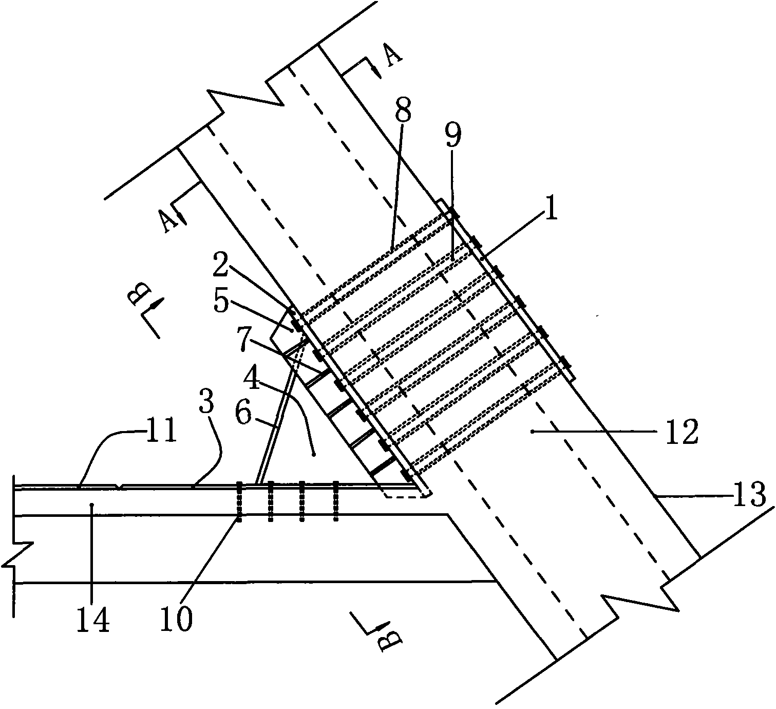 Method for consolidating tilting combination structure