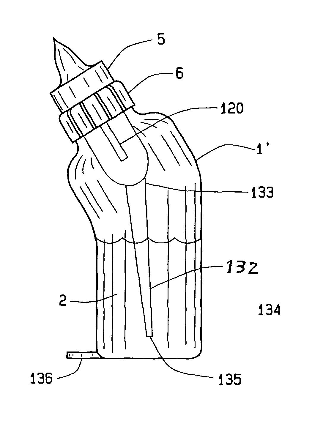 Fully vented wide rim nursing bottle with canted vent tube