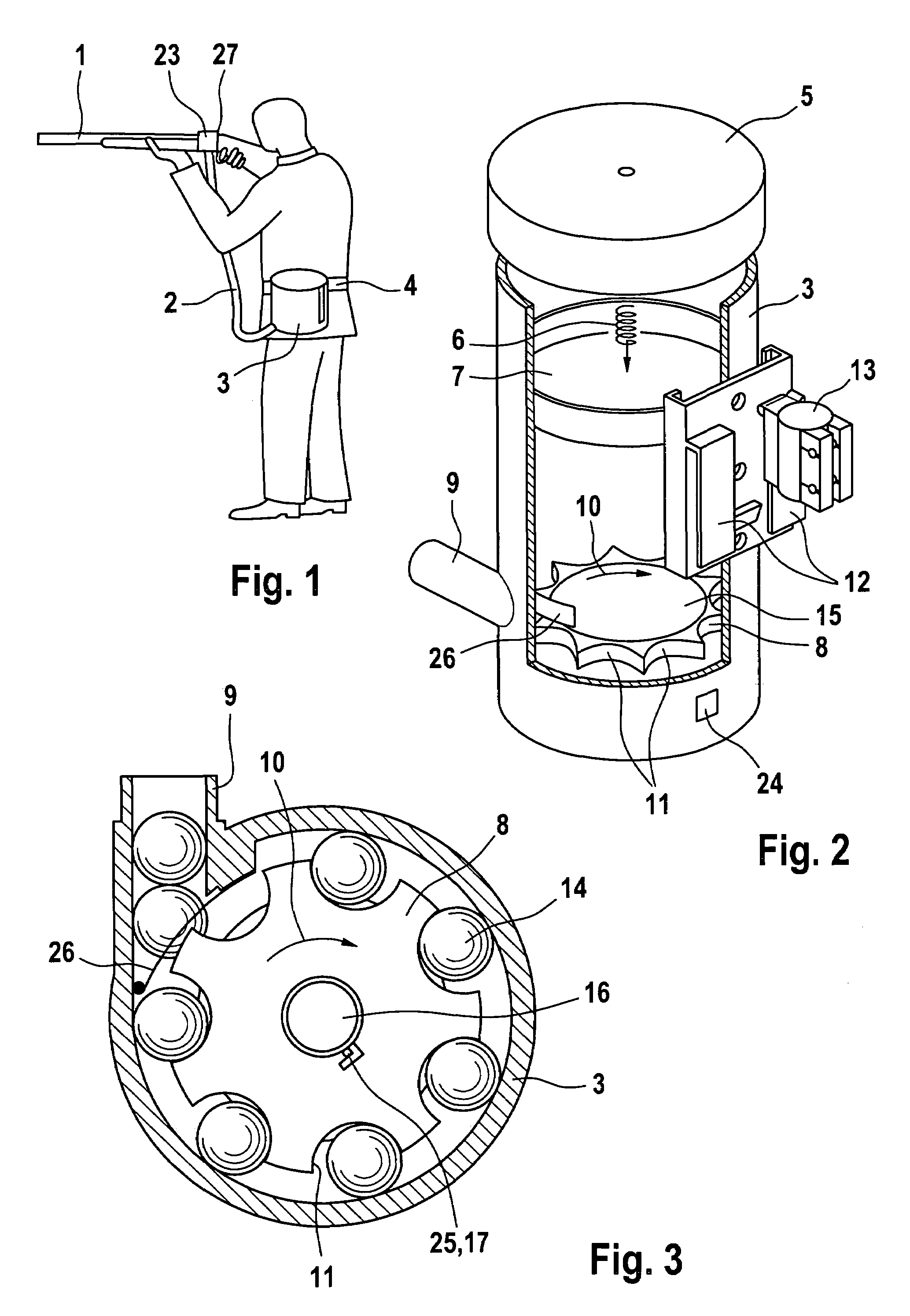 Device for storing projectile balls and feeding them into the projectile chamber of a hand gun