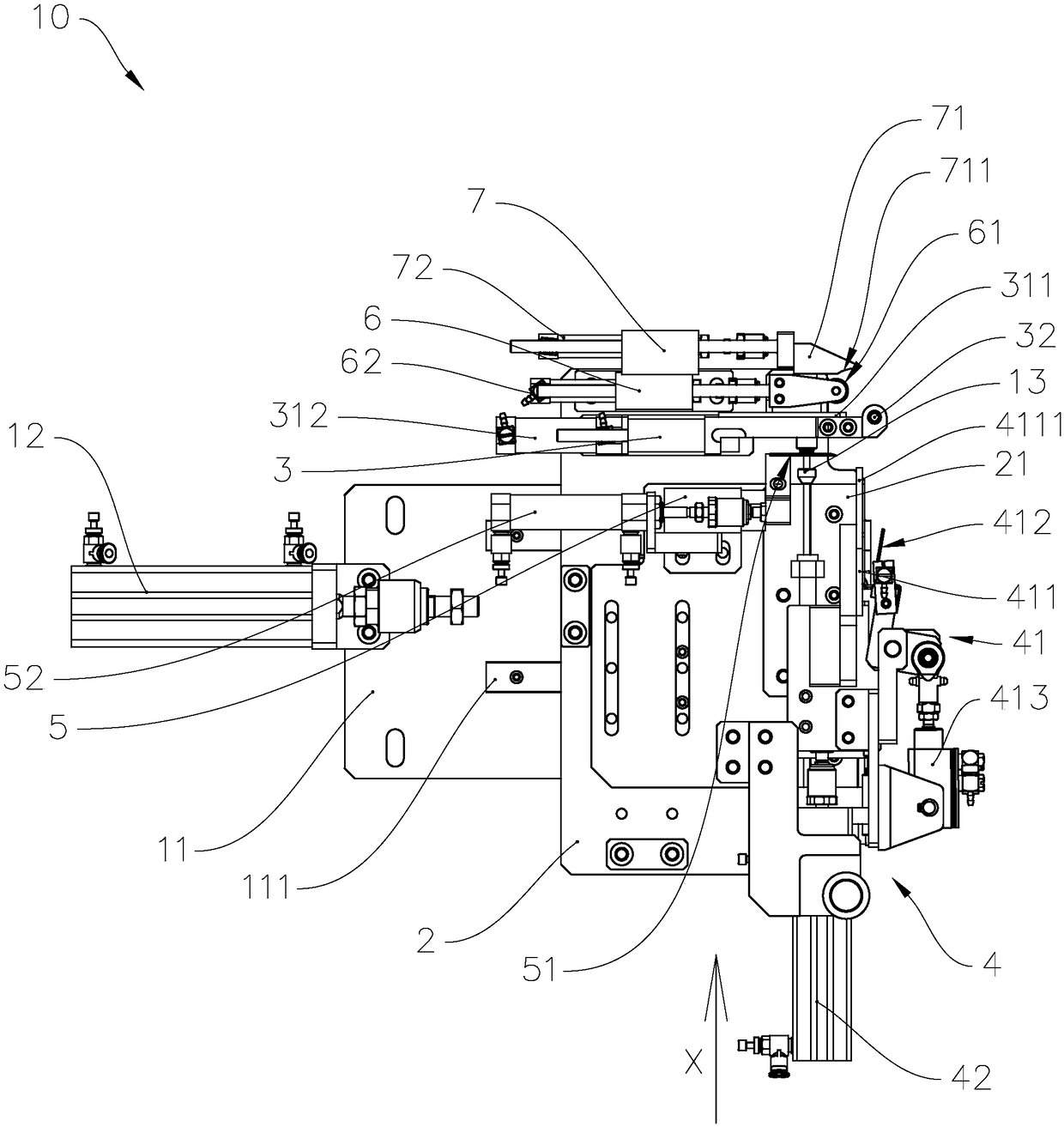 Rubberizing device and rubberizing method thereof, cylindrical battery cell flaking winding machine