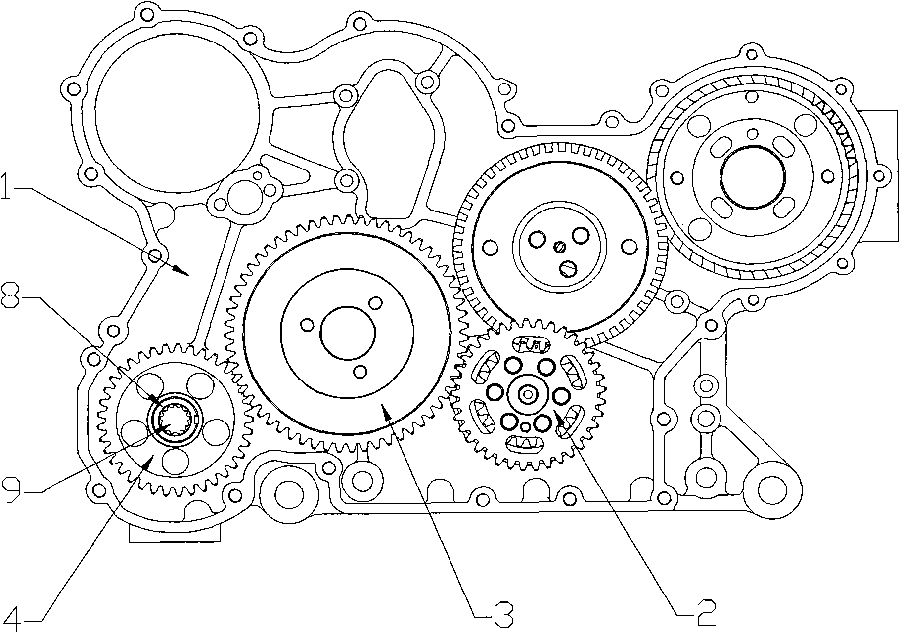 Front-end high-power output structure for engine