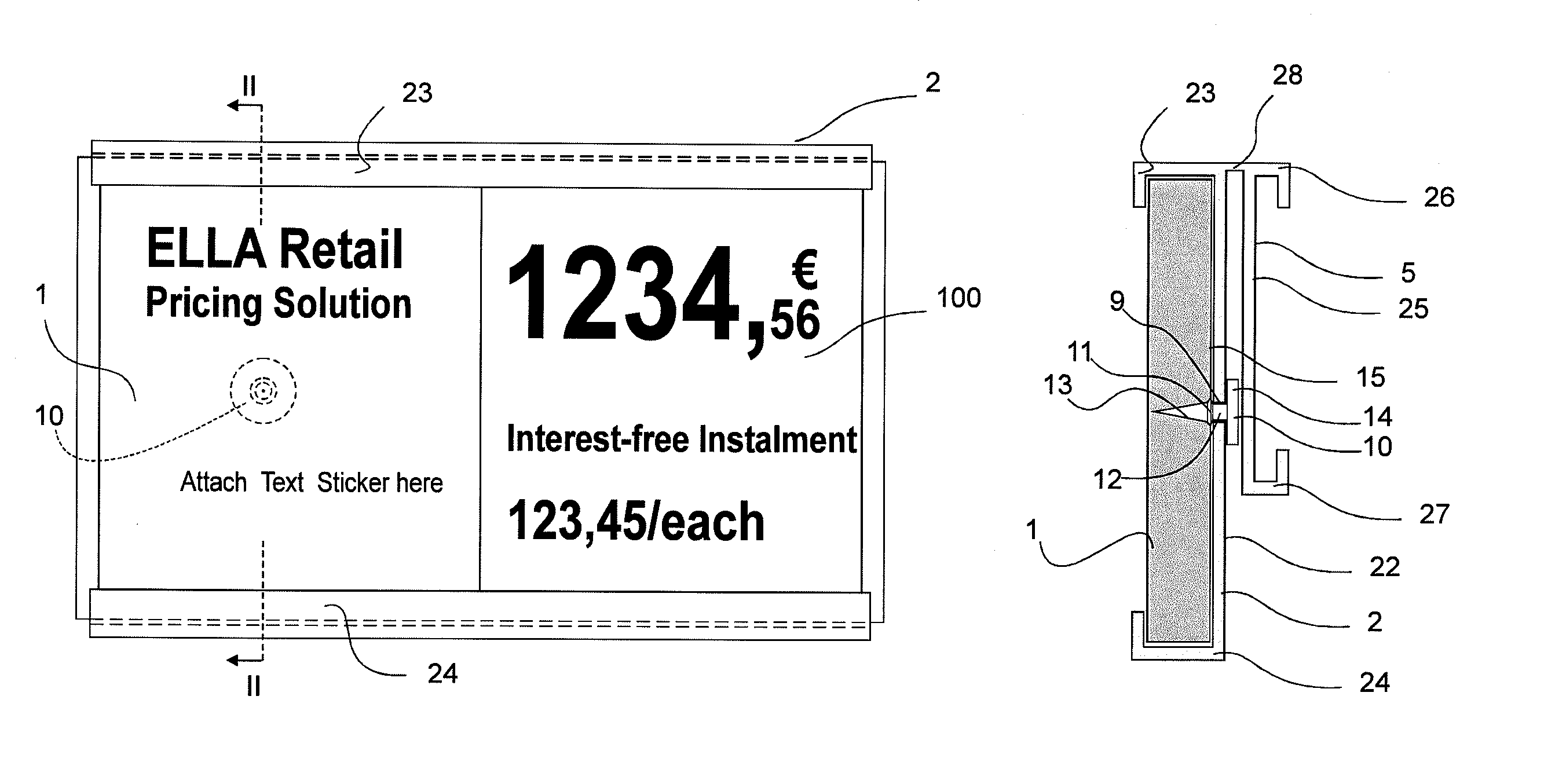 Fastening arrangement for an electronic price label