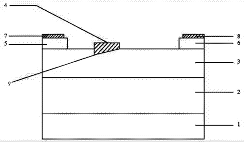 4h-sic metal-semiconductor field-effect transistor with sloped gate and manufacturing method