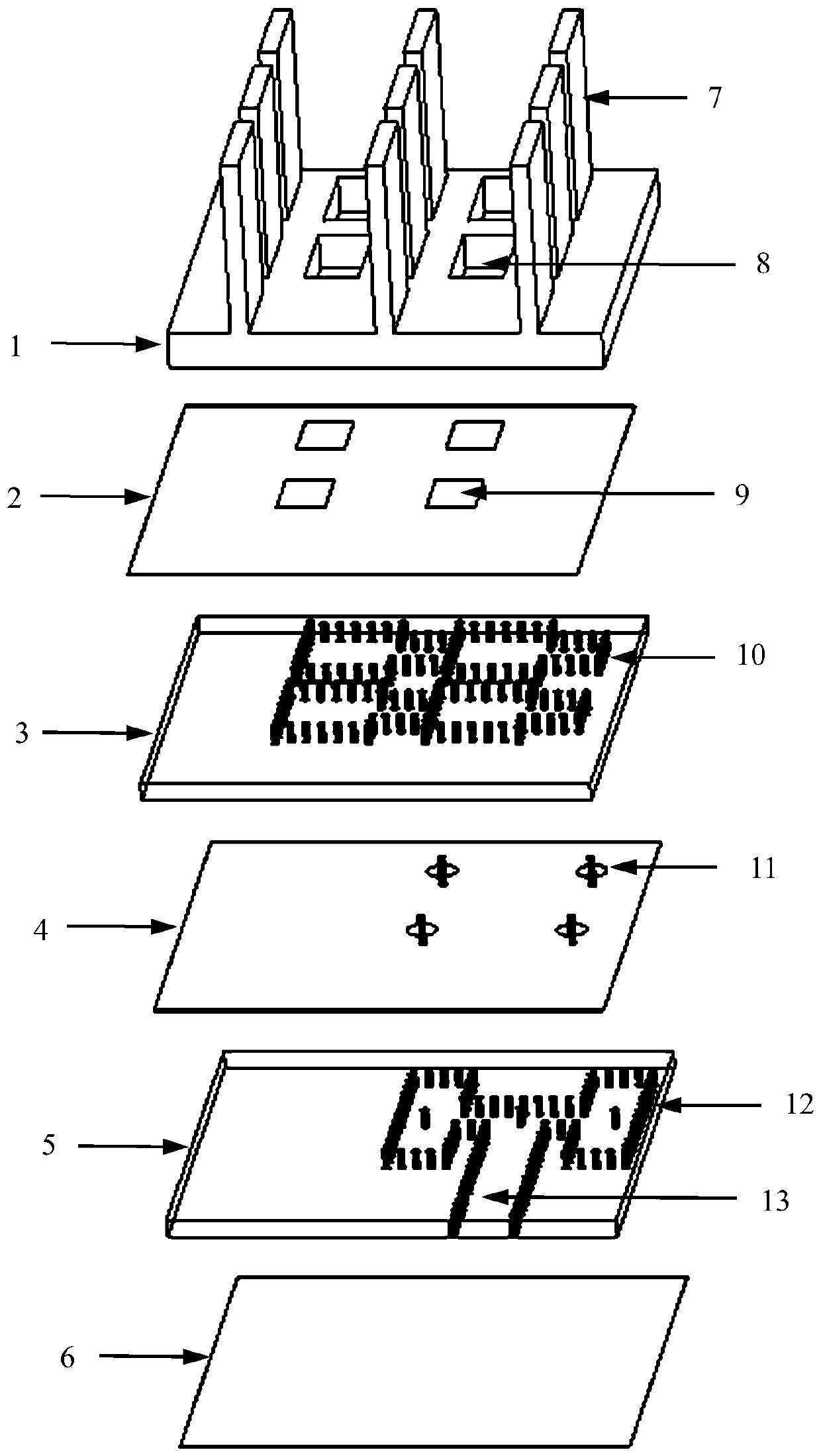 Heat radiating fin antenna array structure