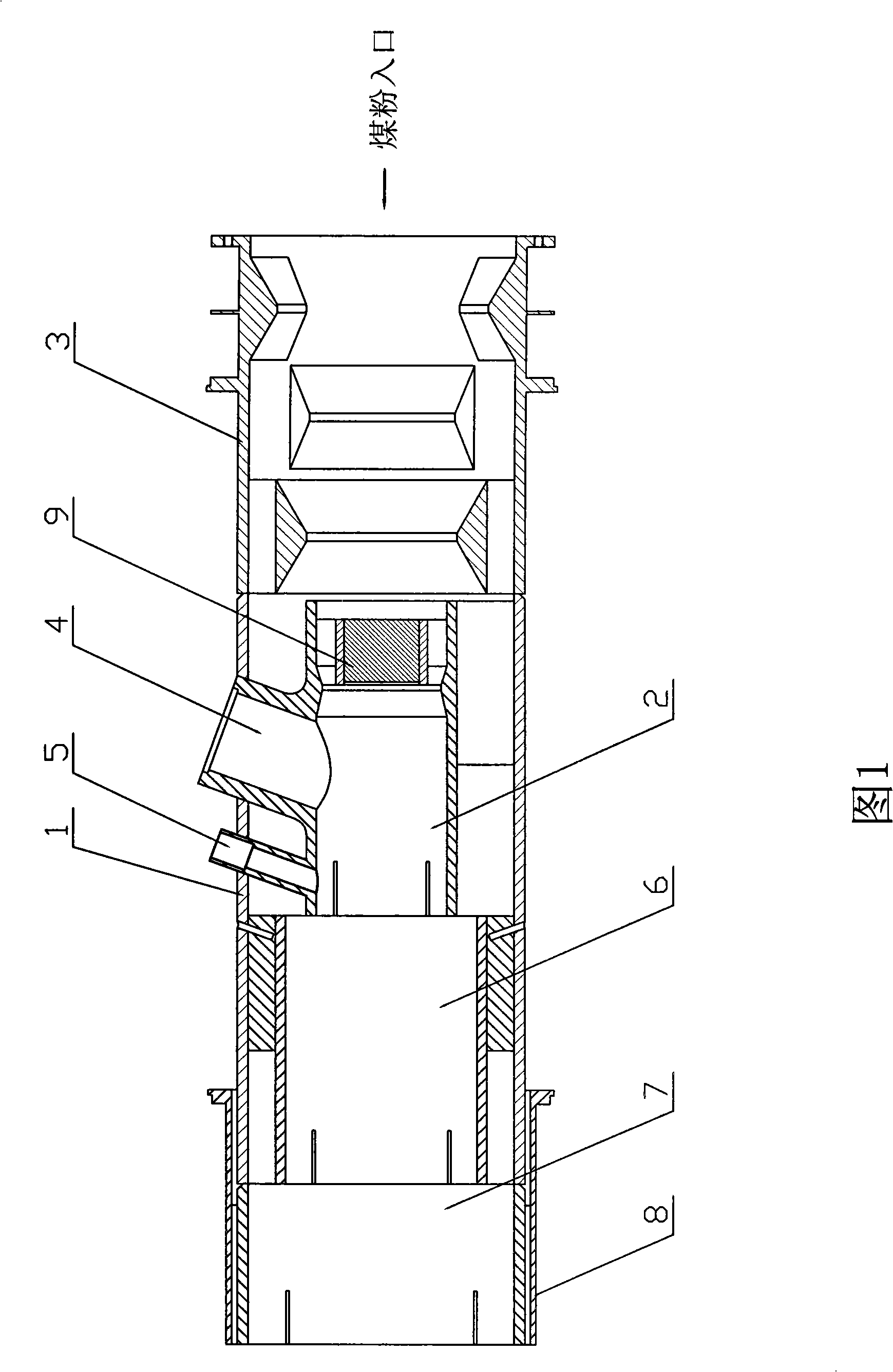 Low NOx DC micro-oil coal powder burner