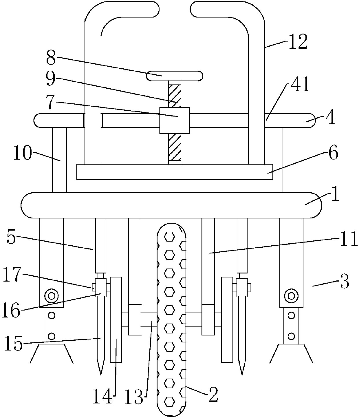 Crop planting cart-type continuous perforation apparatus