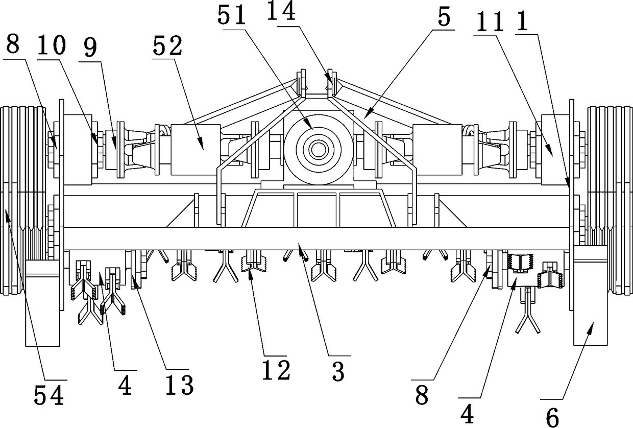 Multi-roller type ridge-like cassava stem crushing and returning machine