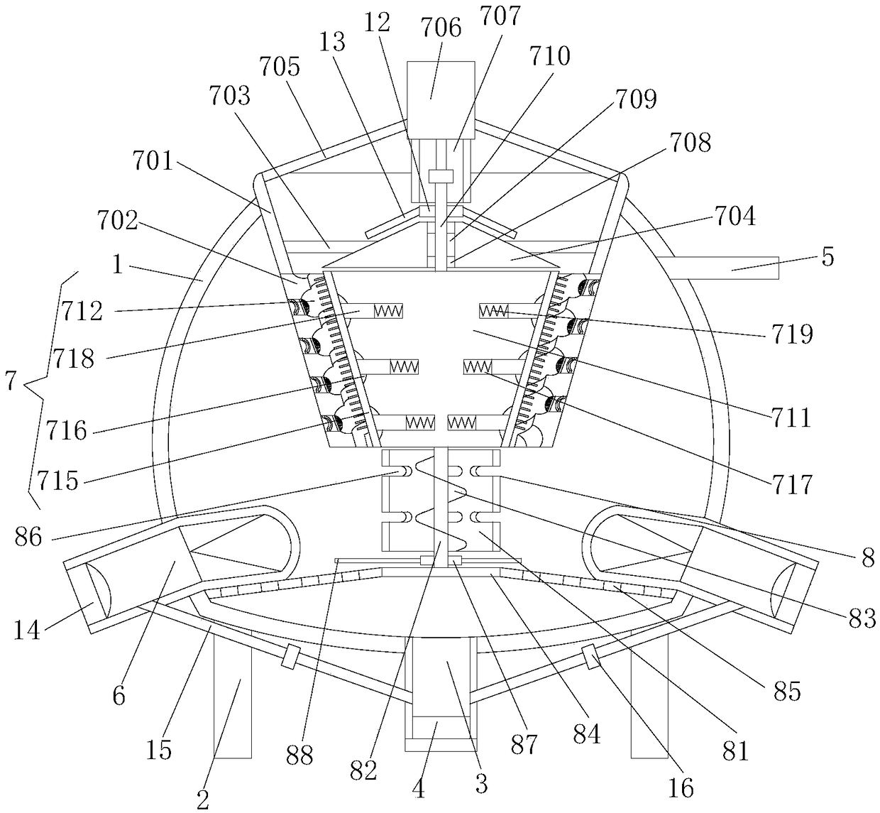 Screw extrusion progressive type cobblestone cleaning device based on Bernoulli's theorem