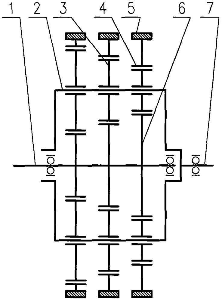 Compact type constraint number shifting planetary gear train transmission