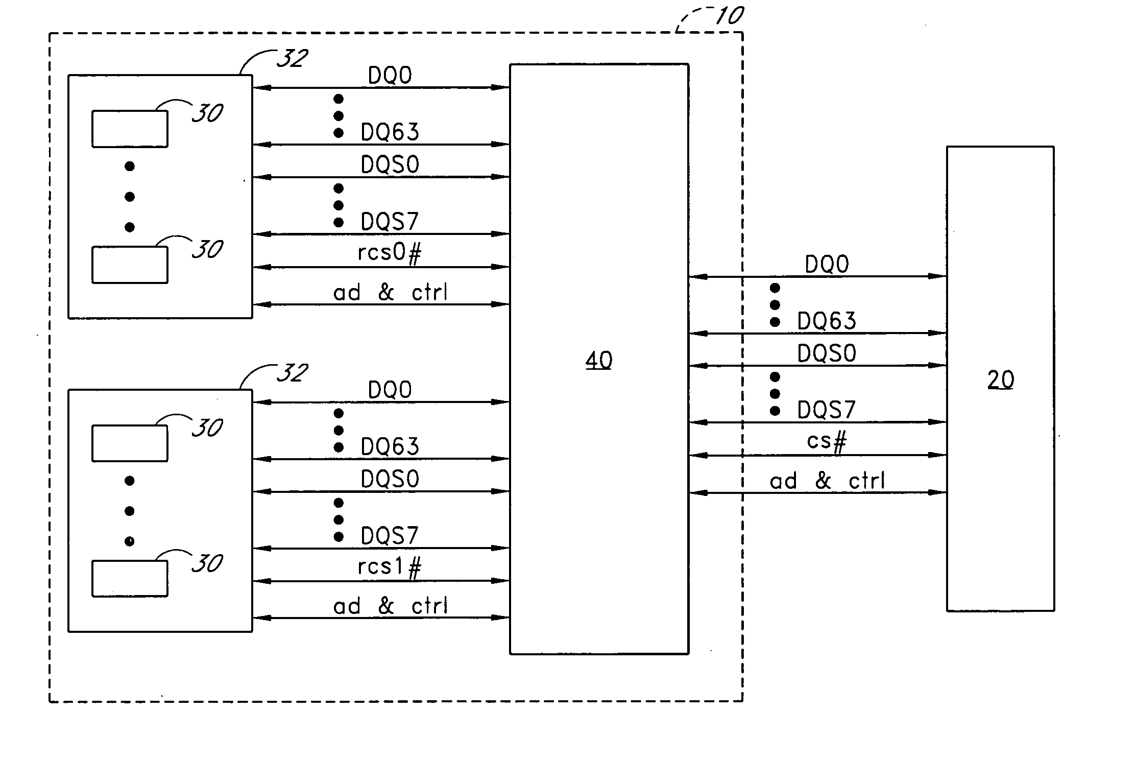 Memory module with a circuit providing load isolation and memory domain translation