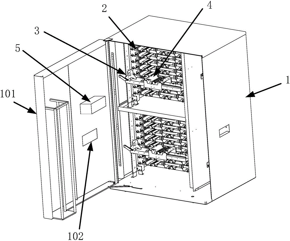 Load transferring type automatic meal taking and discharging mechanical device