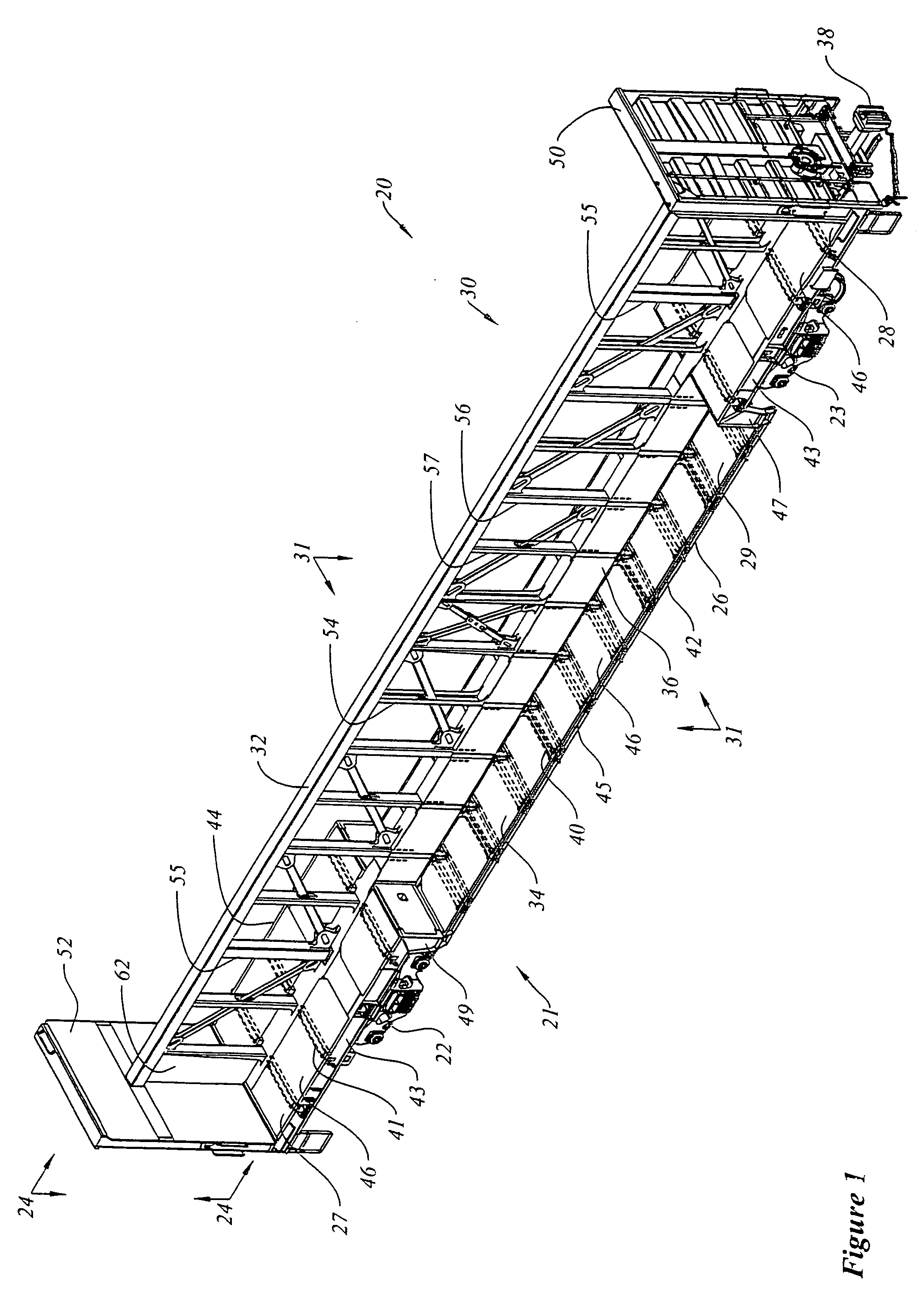 Dropped deck center beam rail road car