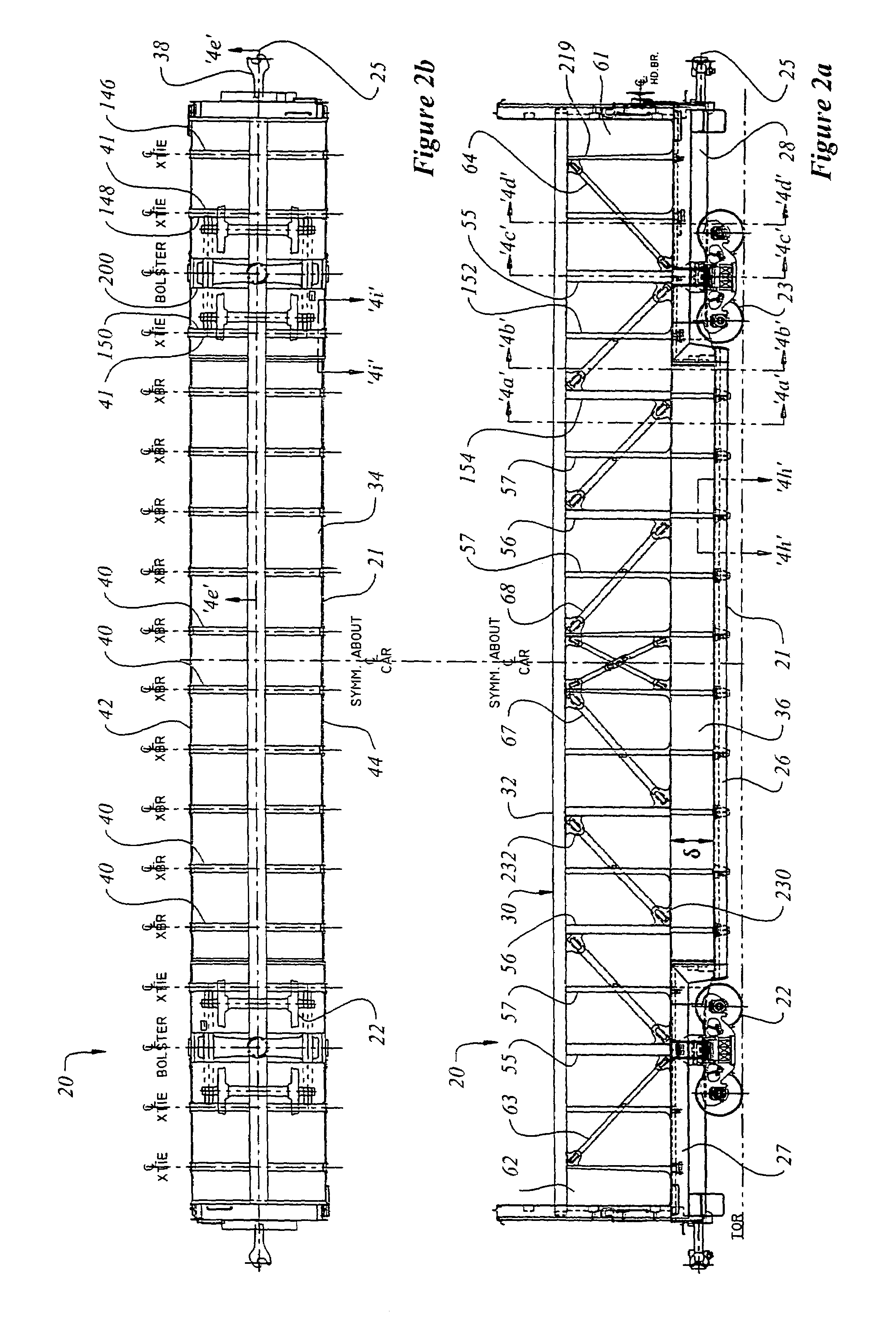 Dropped deck center beam rail road car