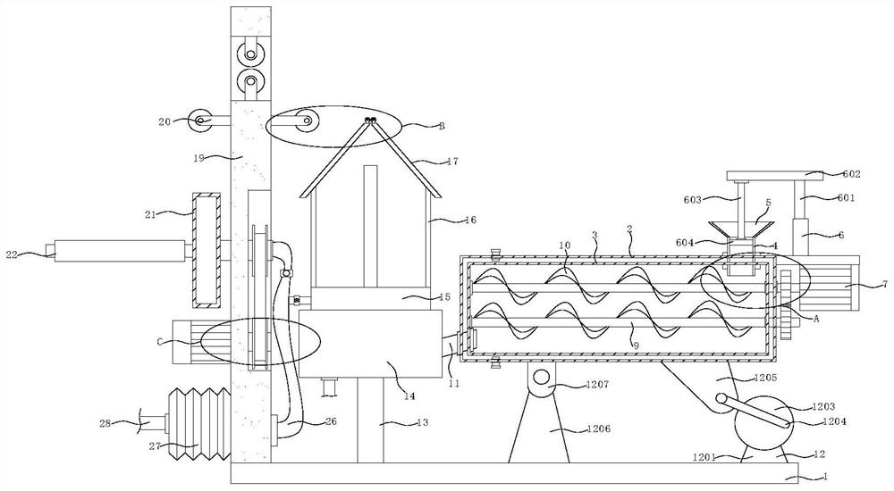 Film blowing device for plastic film production and processing