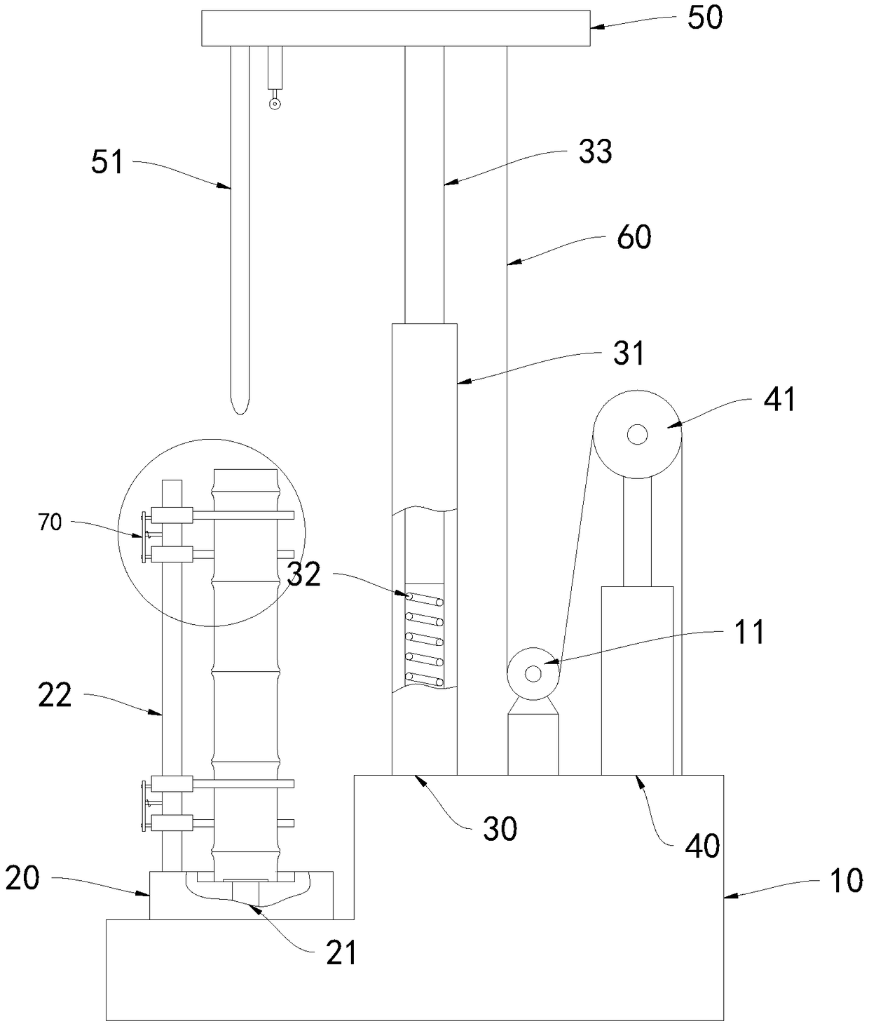 Bamboo inner joint breaking machine easy to clamp