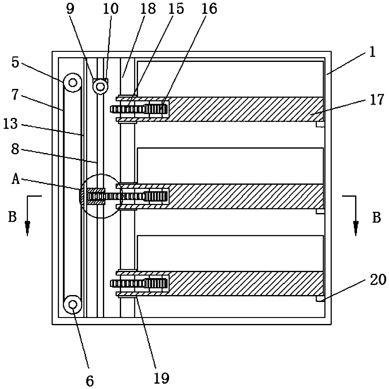 Expandable power distribution cabinet utilizing pulley lifting principle